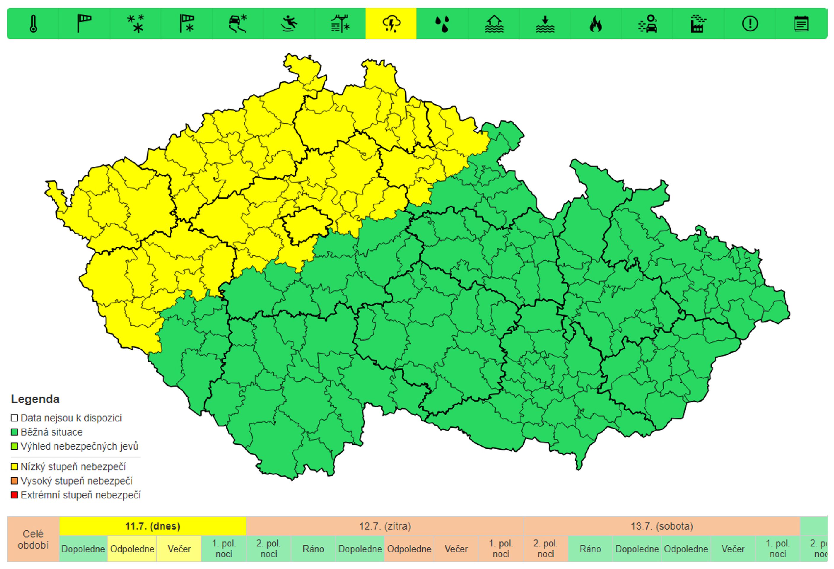Výstraha před bouřkami, čtvrtek - Výstraha před bouřkami (1/3)