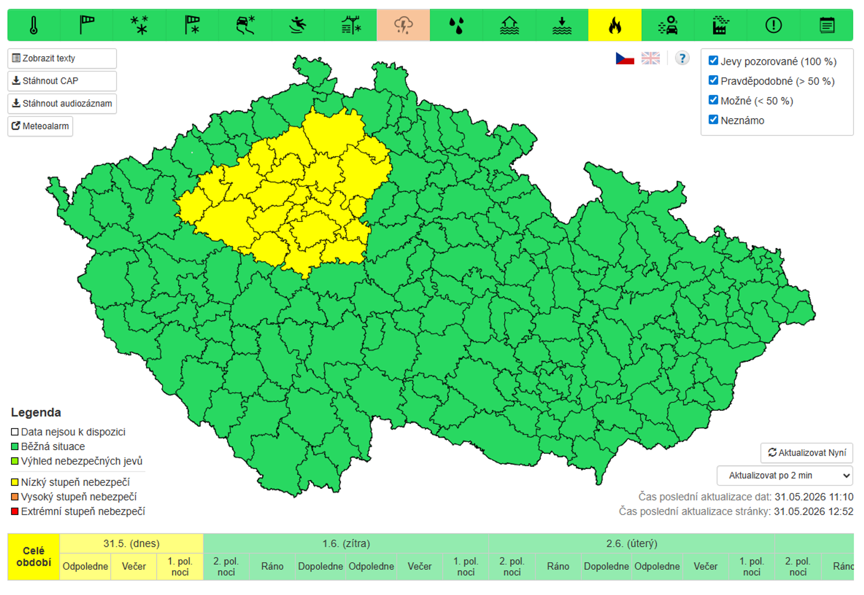 Výstraha před požáry (31. 5. 2026) - Počasí 31. 5. 2026 (2/3)