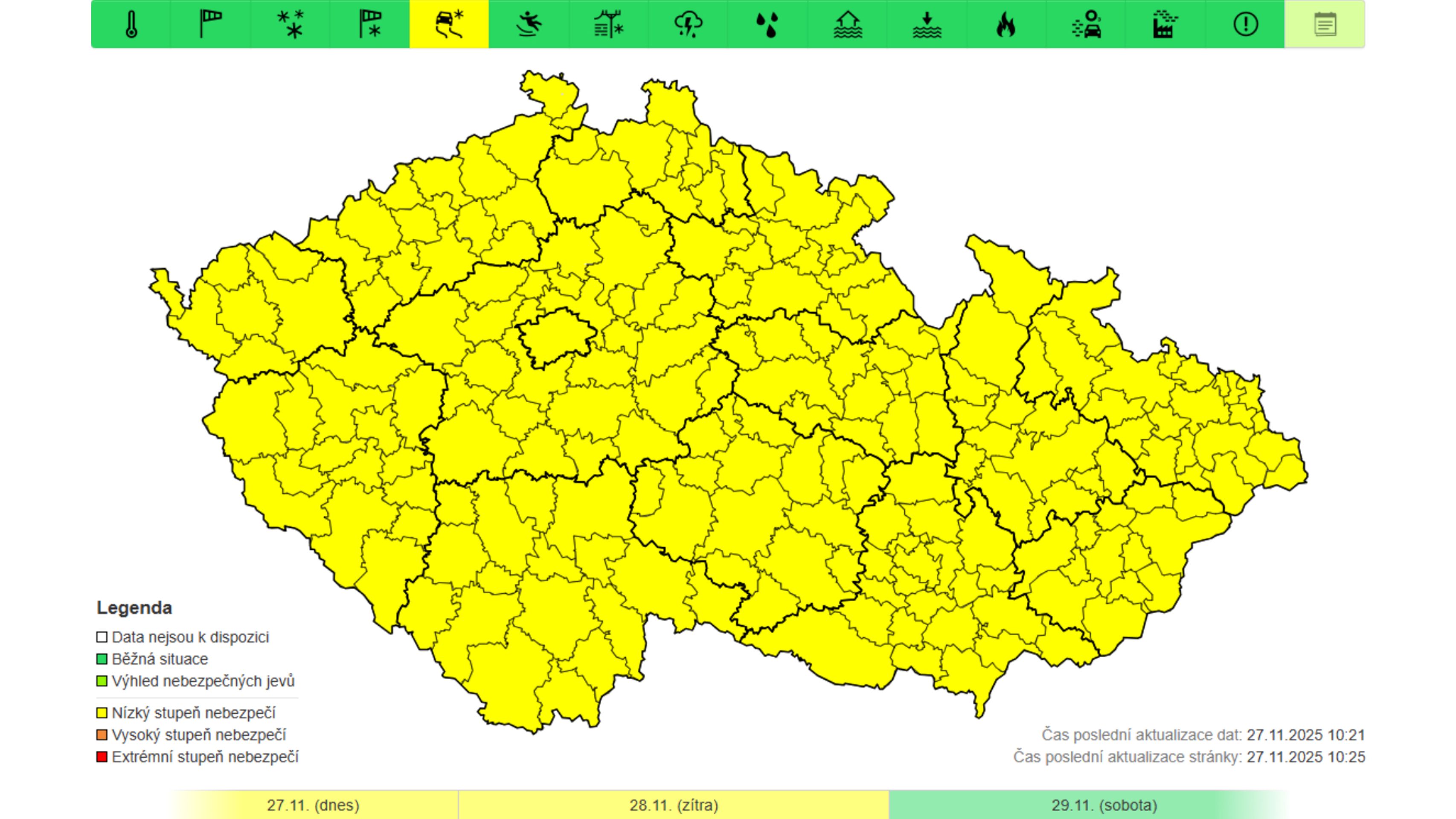 Výstraha ČHMÚ – Náledí - Data ČHMÚ (3/4)