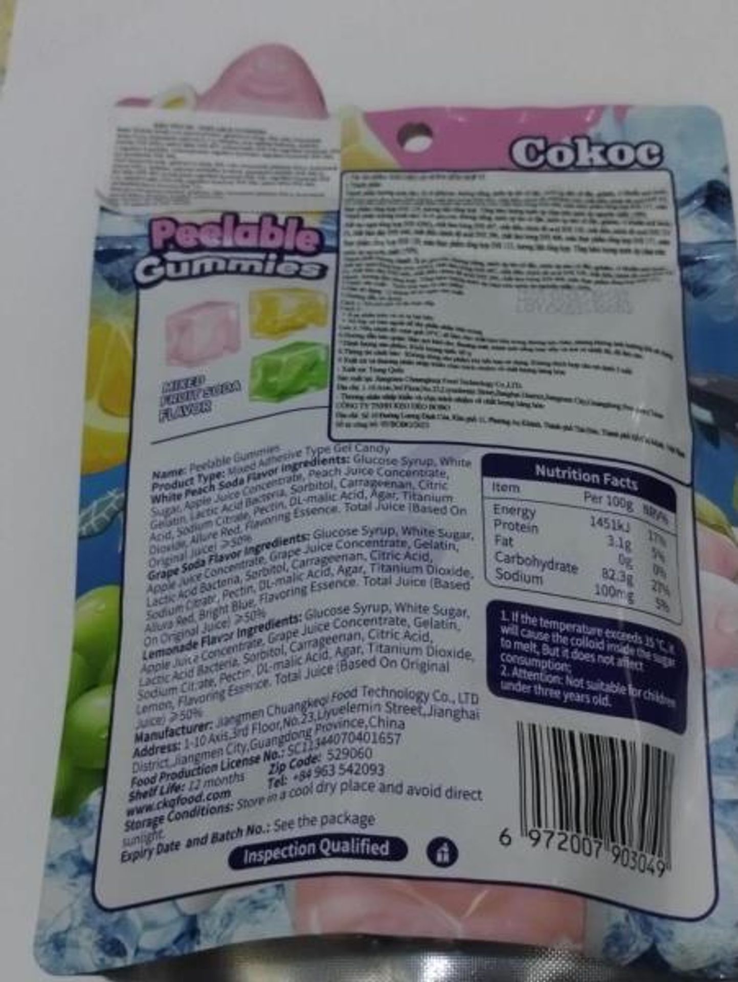Peelable Gummies MIXED FRUIT SODA FLAVOR - Peelable Gummies MIXED FRUIT SODA FLAVOR a Mango PEELING Soft Candy (2/6)
