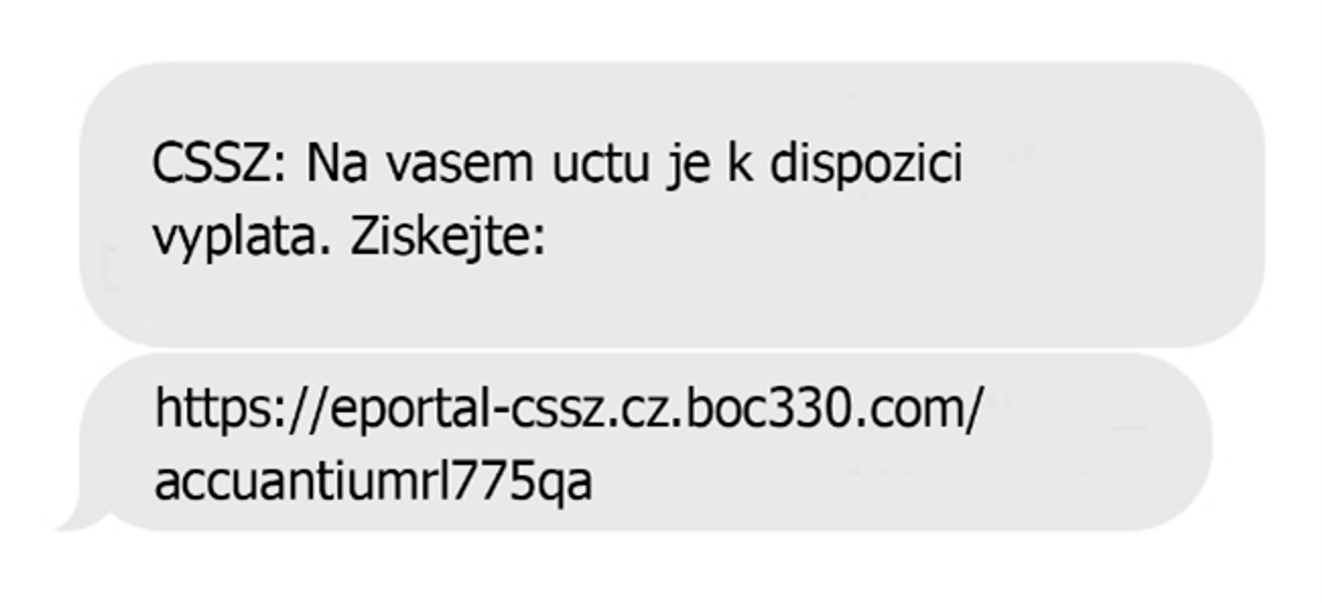 Podvodná SMS - Podvodníci se vydávají za ČSSZ (4/4)