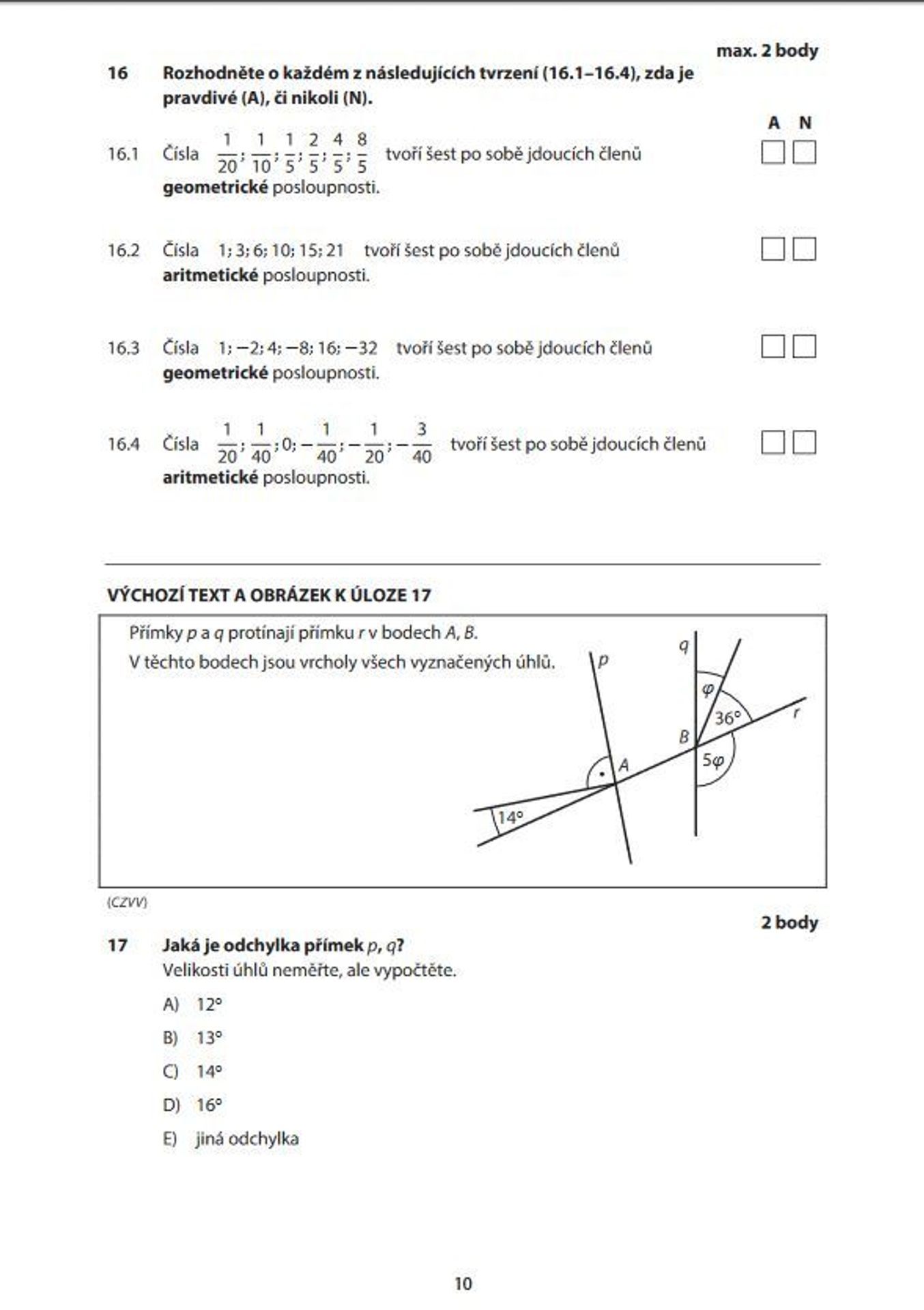 Zadání didaktického testu z matiky - 2 - GALERIE: Zadání didaktického testu z matematiky (2/16)