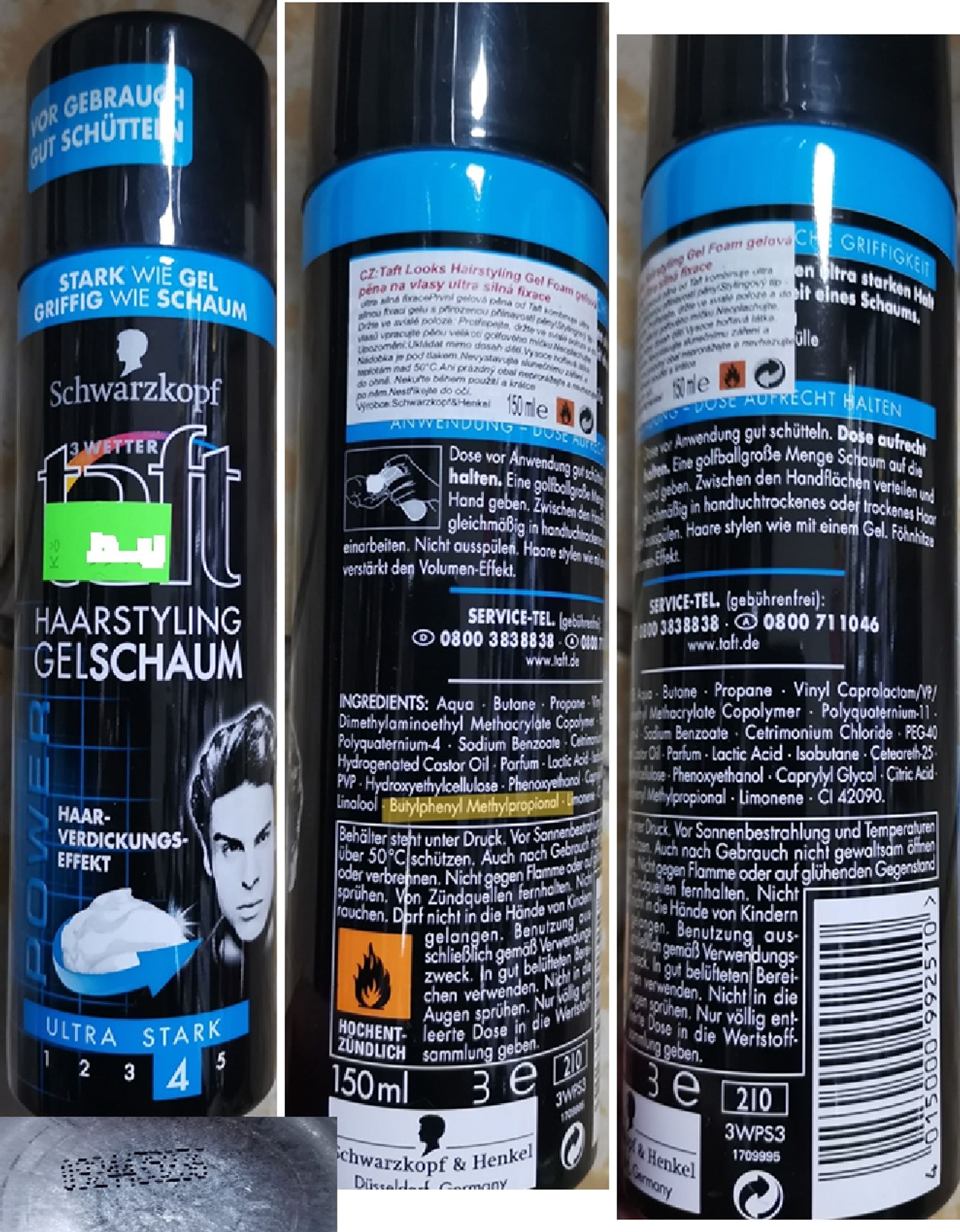 Schwarzkopf taft, HAARSTYLING GELSCHAUM, POWER, TULTRA STARK 4 - Nebezpečná kosmetika (4/5)