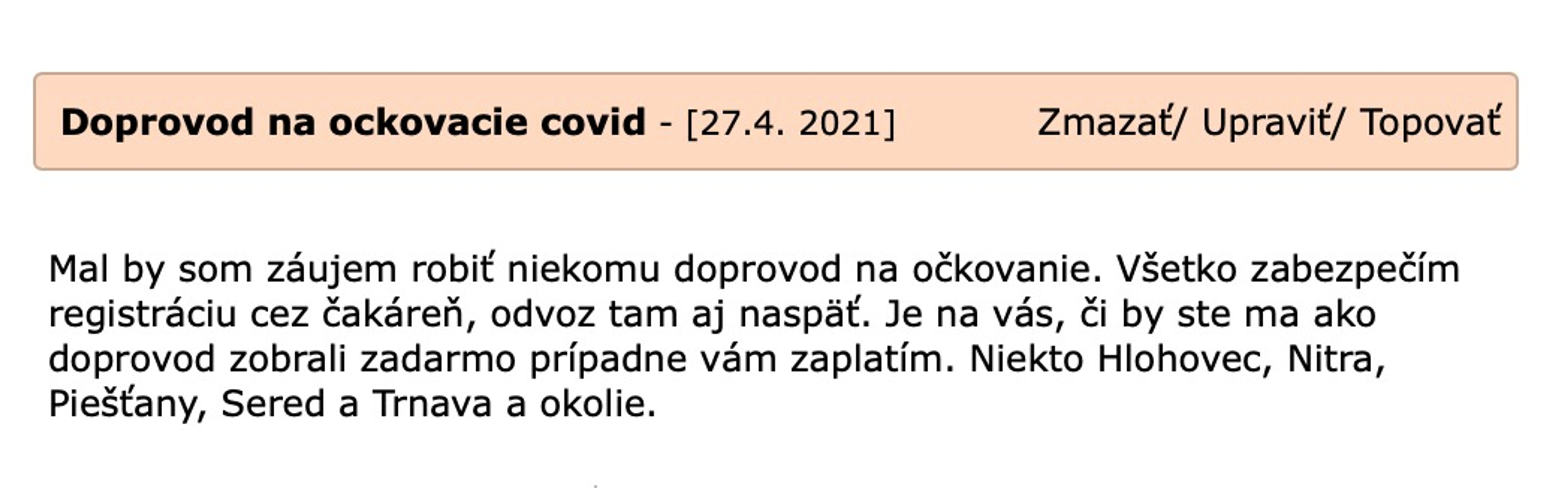 Slováci si najímají seniory kvůli očkování - 6 - GALERIE: Inzeráty na seniory kvůli očkování (3/5)