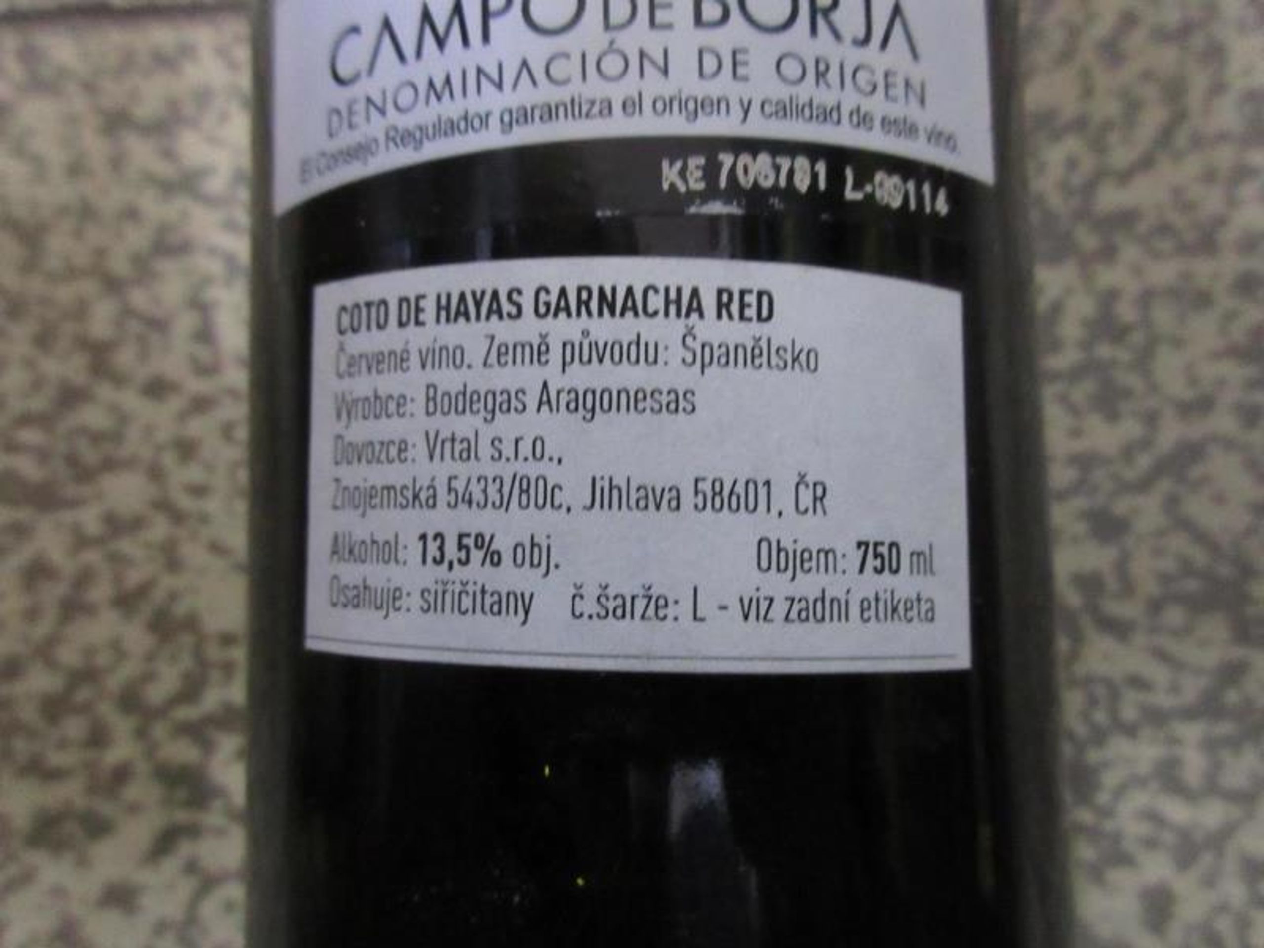 COTO DE HAYAS GARNACHA Syrah RED, Červené víno (3) - Závadná vína (3/10)