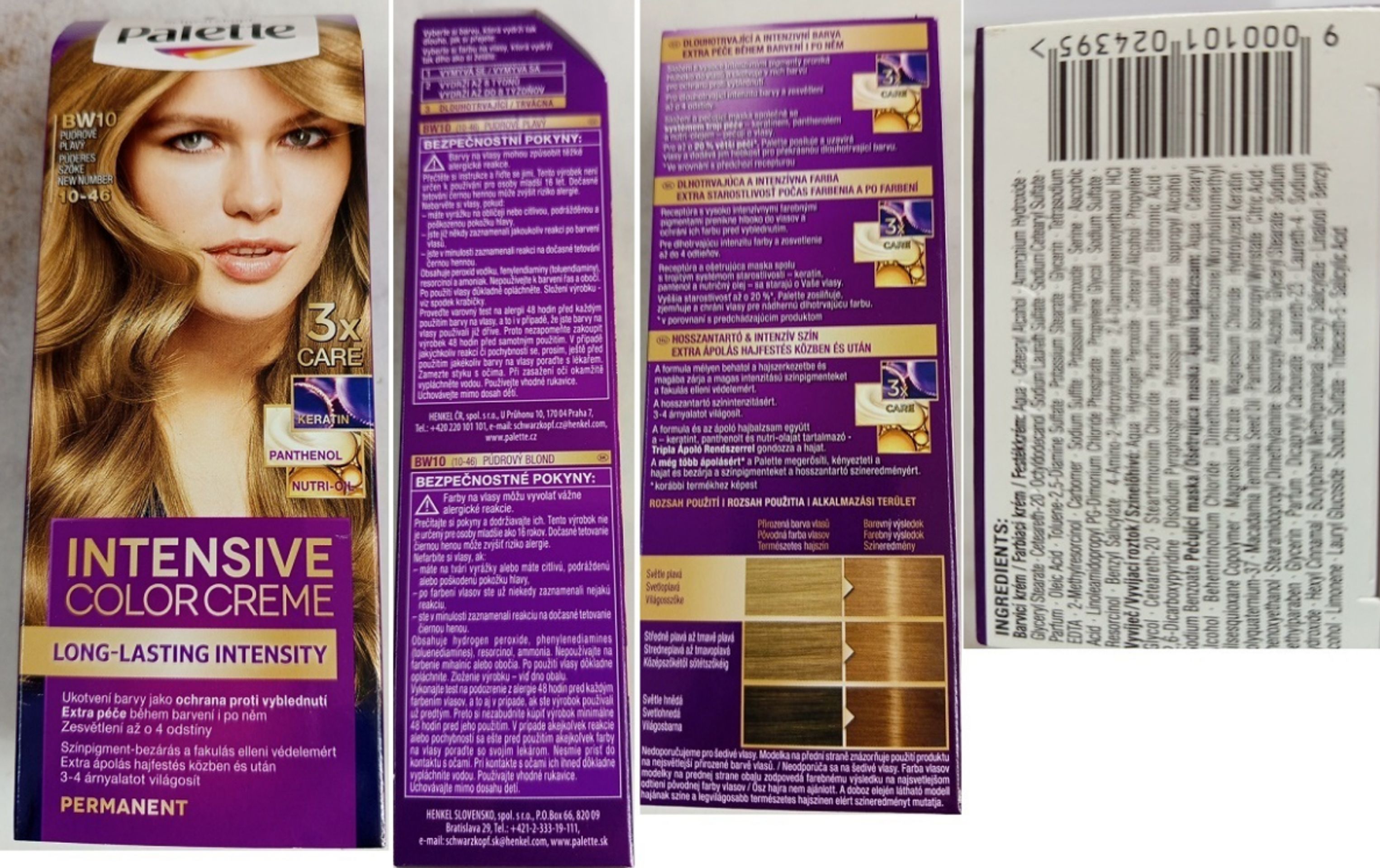 Barva na vlasy Schwarzkopf, Palette INTENSIVE COLOR CREME BW10 Pudrově plavá - Zdraví nebezpečná kosmetika (3/5)