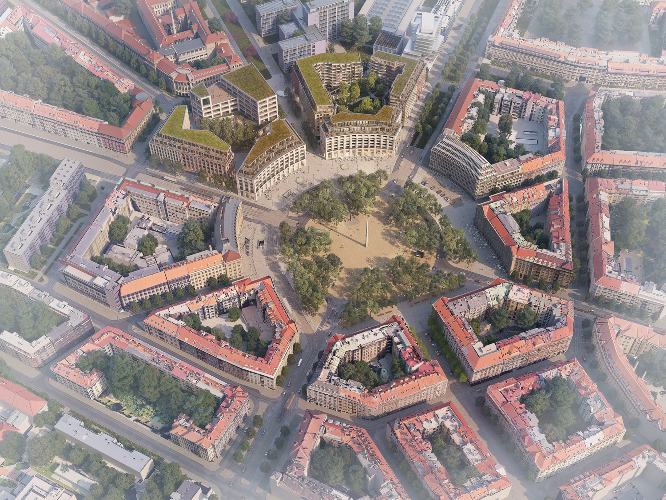 Tým 15 ptačí pohled 1 - Vítězné náměstí - soutěžní návrhy (7/20)