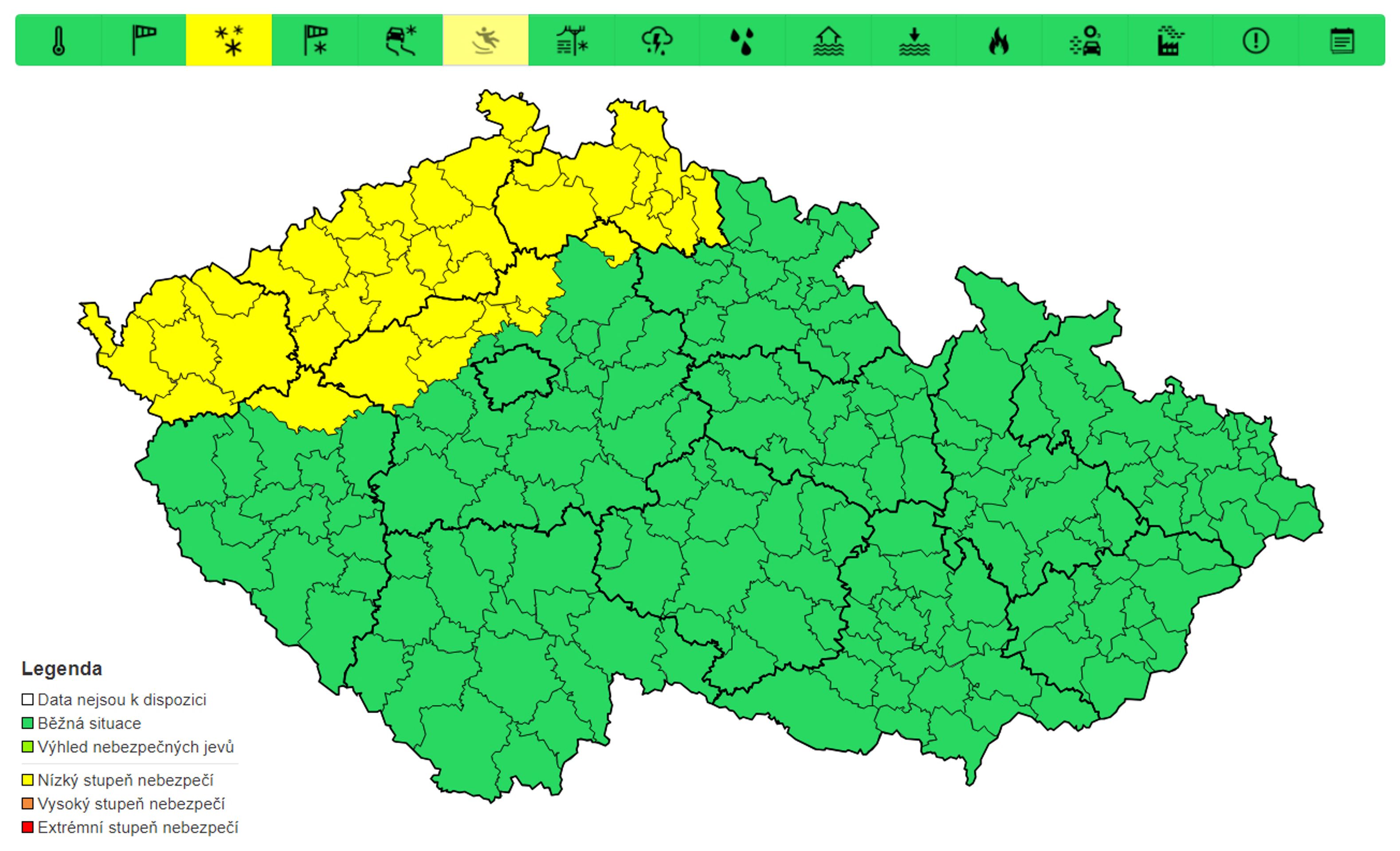 Výstraha před sněhem, 12. 2. a 13. 2. - Výstrahy na nejbližší dny (1/4)
