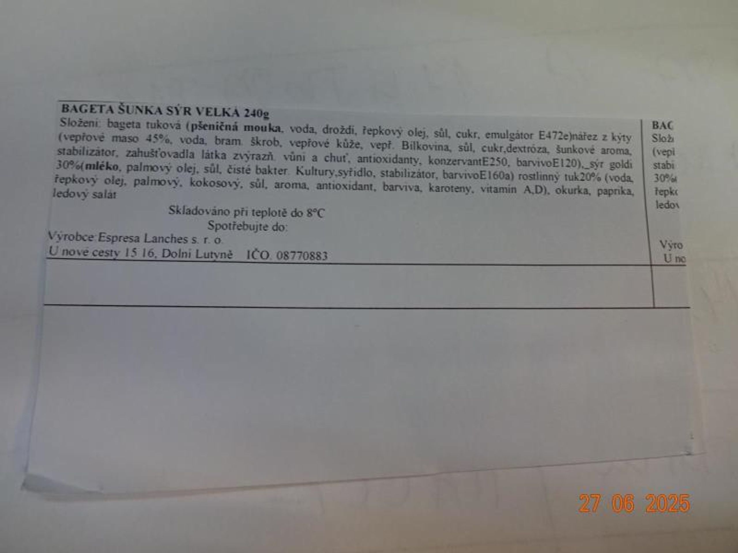 BAGETA ŠUNKA SÝR VELKÁ 240 g (2) - Bagety (4/6)
