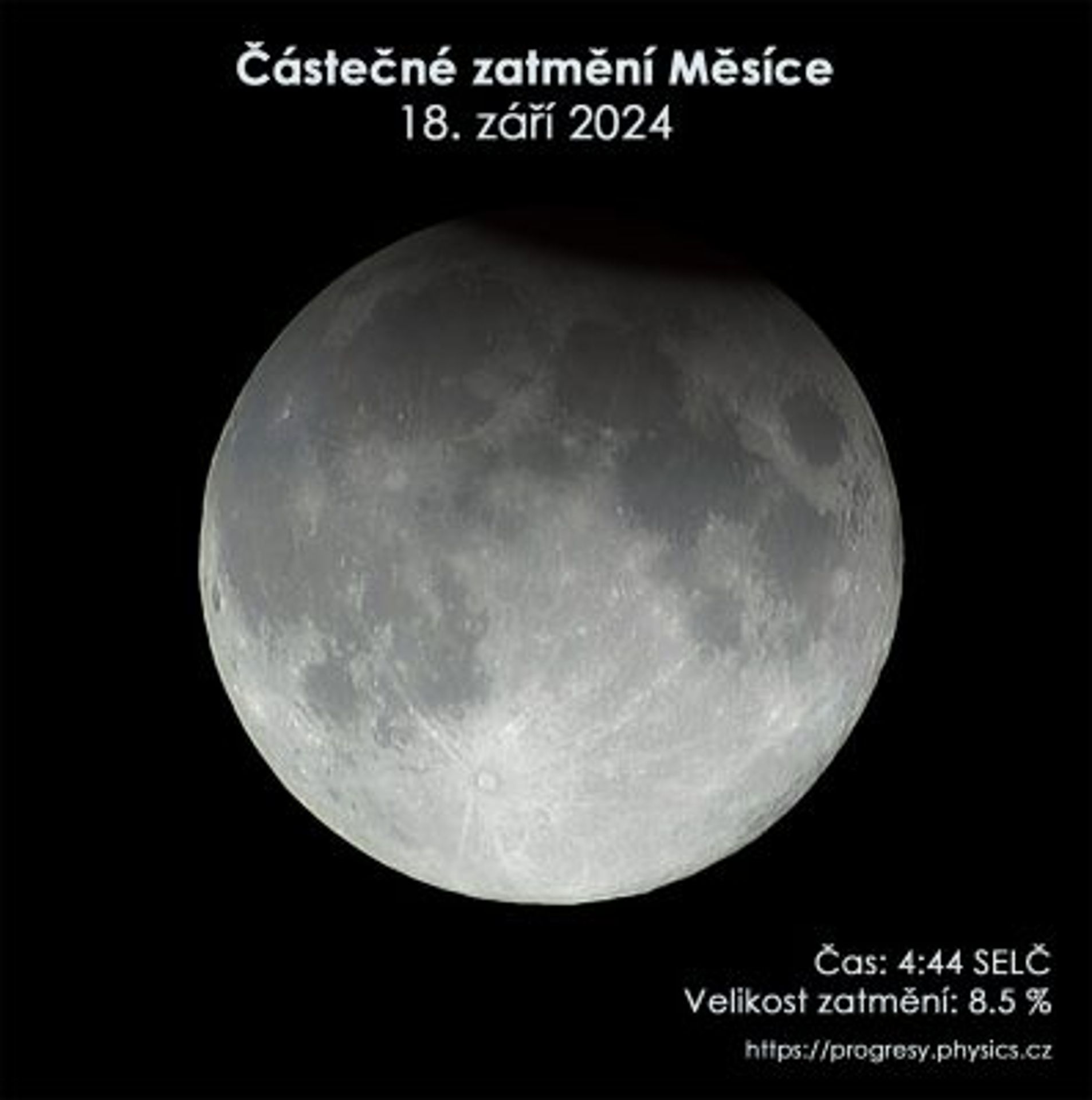 Částečné zatmění Měsíce, 18. 9. 2024 - Zajímavé úkazy v roce 2024 (8/16)