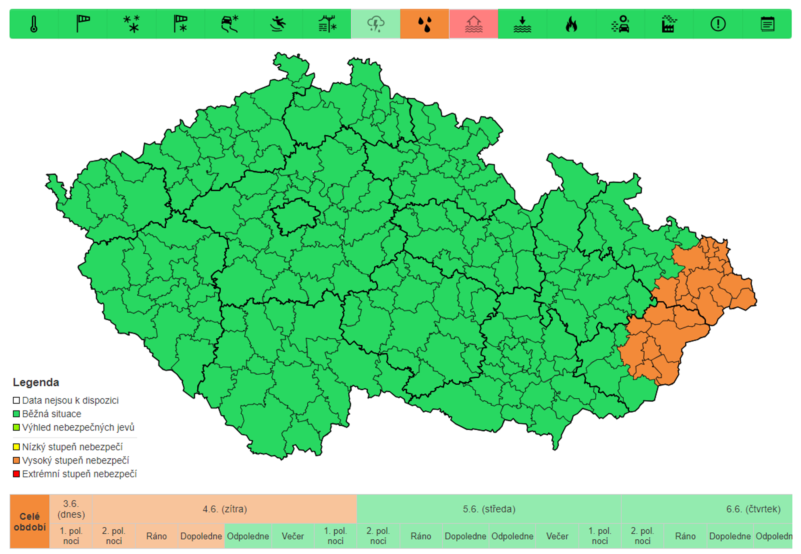 Výstraha před deštěm 3. 6. 2024 - Počasí v Česku (6/6)