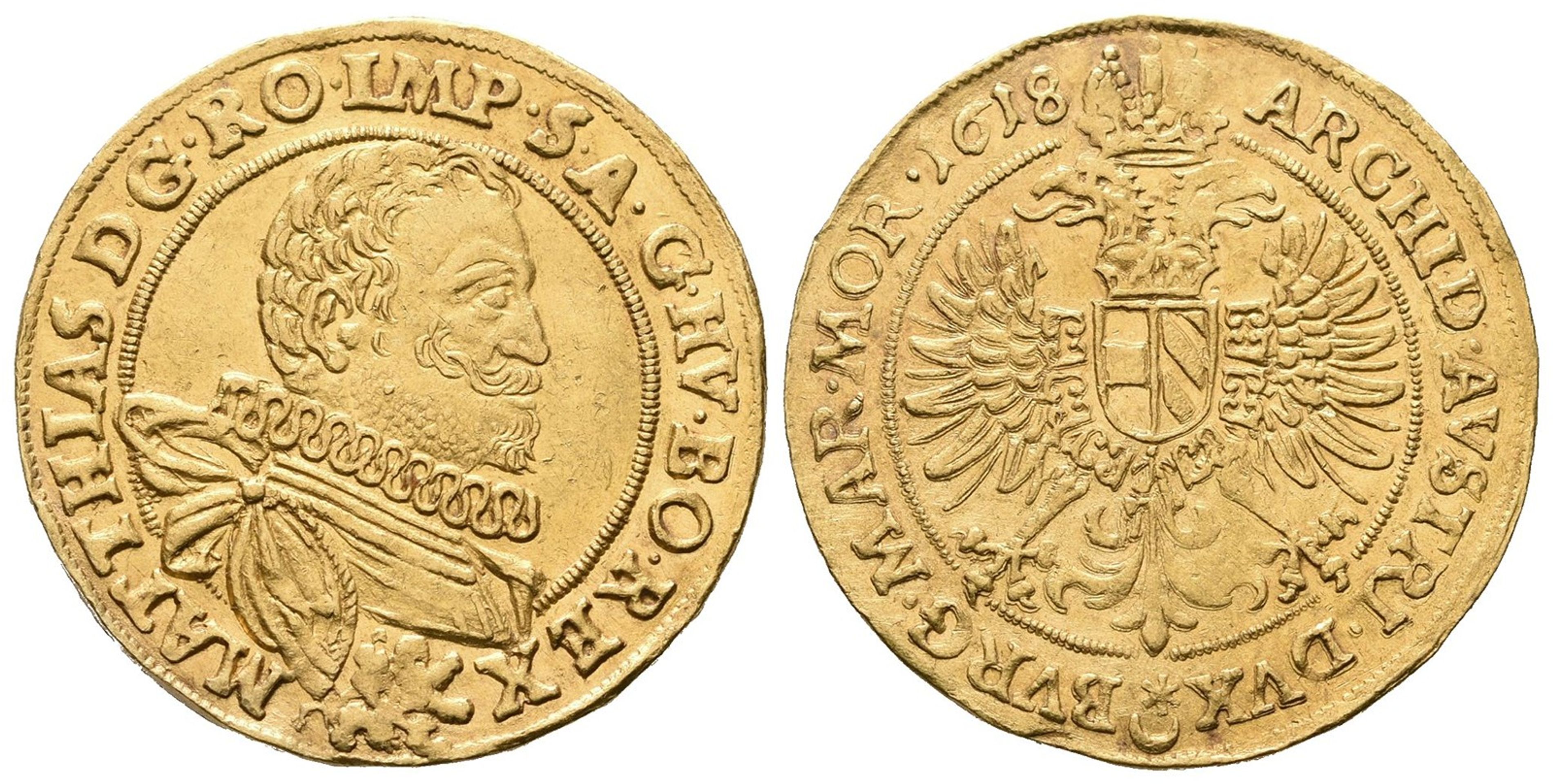 2dukát, Matyáš II., 1612 - 1619, vyvolávací cena 400 000 Kč - Aukce mincí a bankovek (16/20)