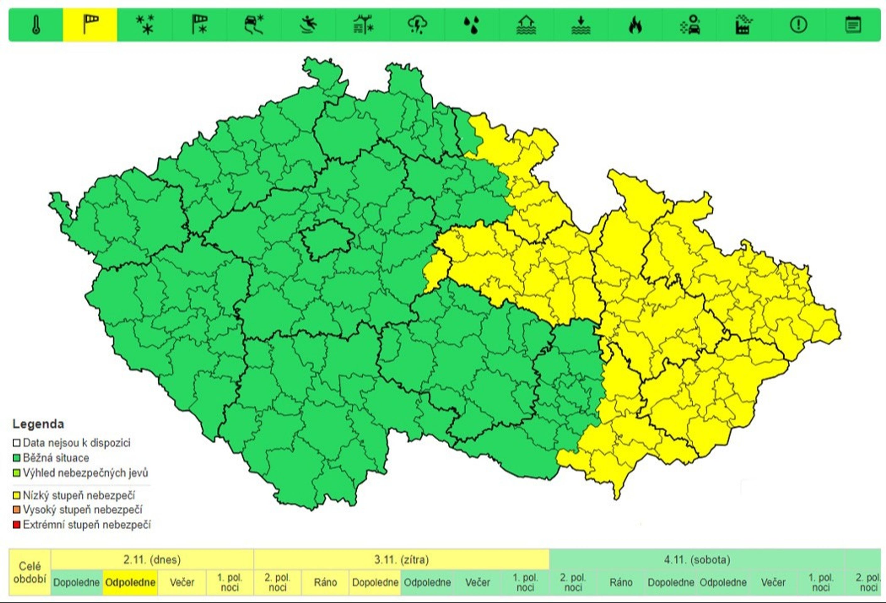 Výstraha před silným větrem, 2. 11. 2023 odpoledne - Výstraha před silným větrem (1/6)
