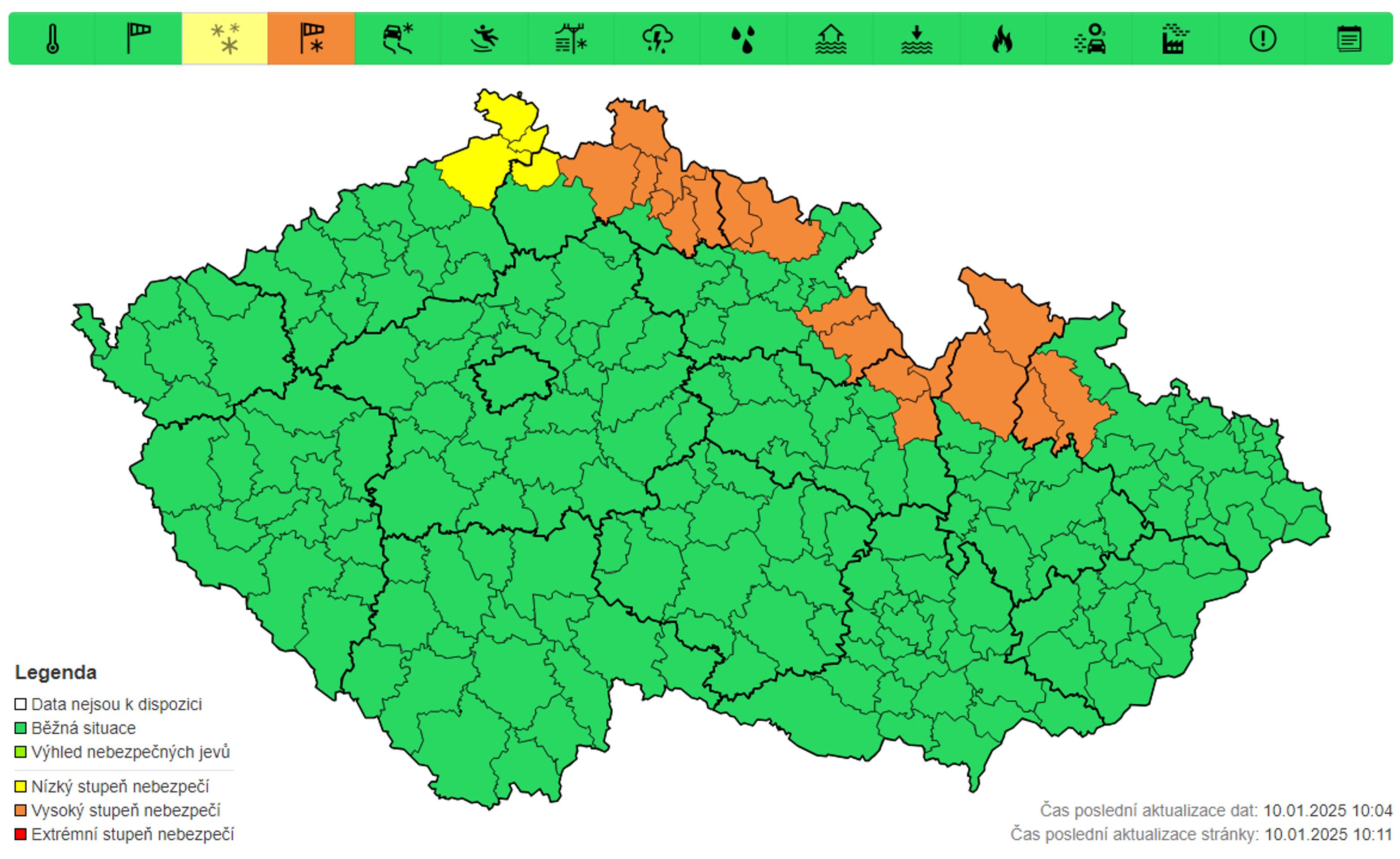 Výstraha před sněhovými jevy, 11. 1. - Výstrahy na nejbližší dny (4/6)