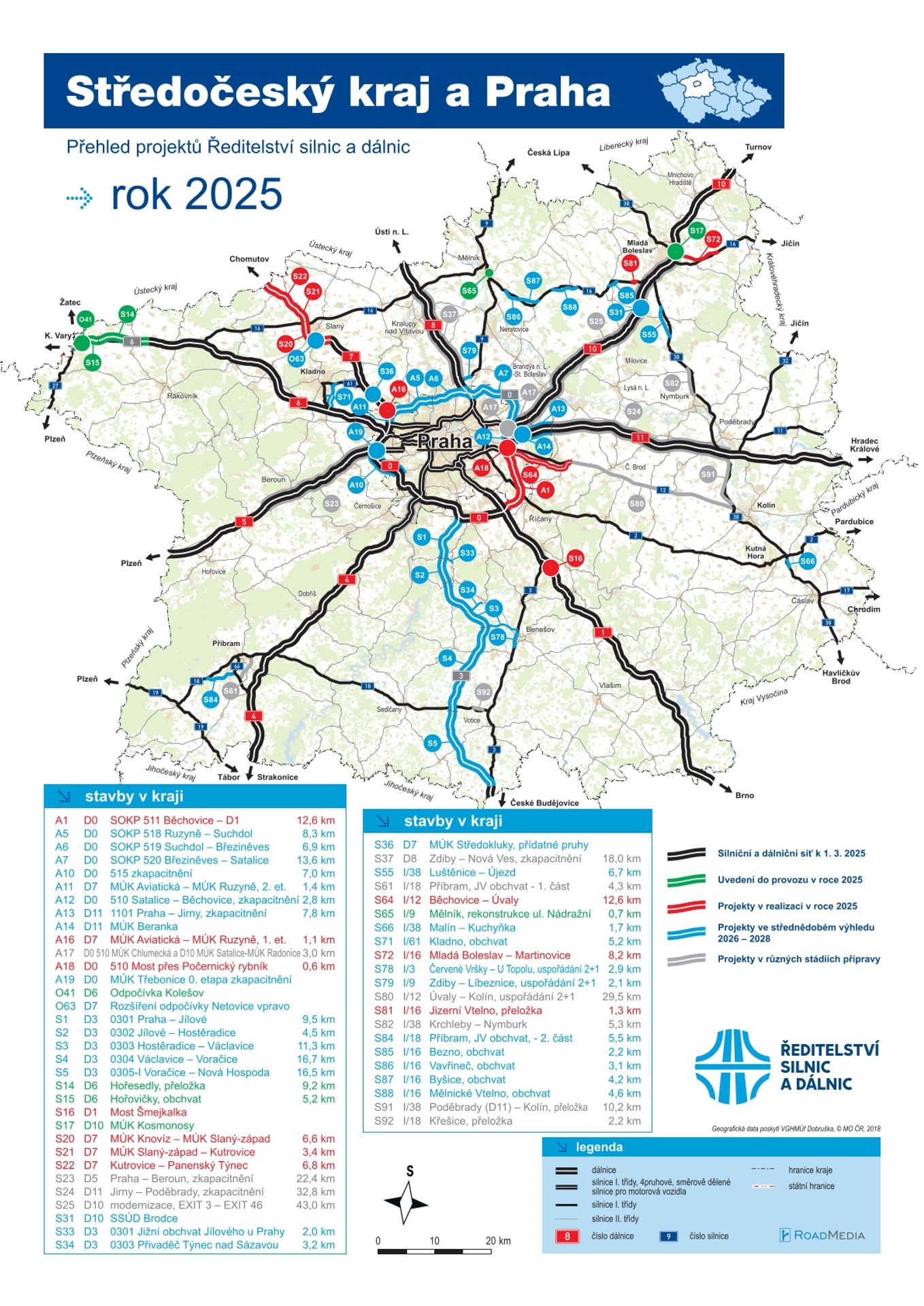 Středočeský kraj a Praha - mapa výstavby - Mapy oprav a výstavby (1/26)