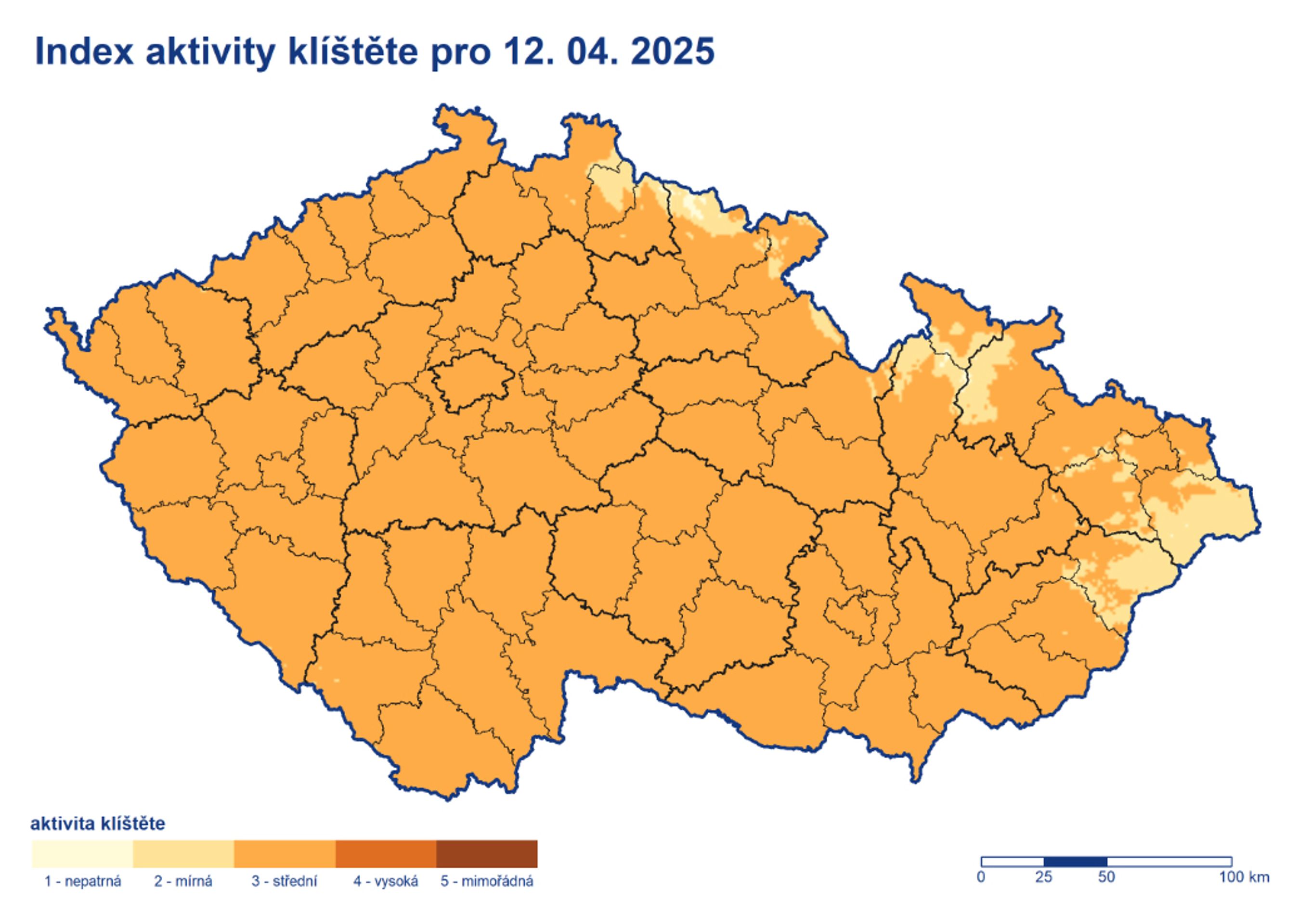 Index aktivity klíštěte, 12. 4. 2025 - Aktivita klíšťat (2/3)