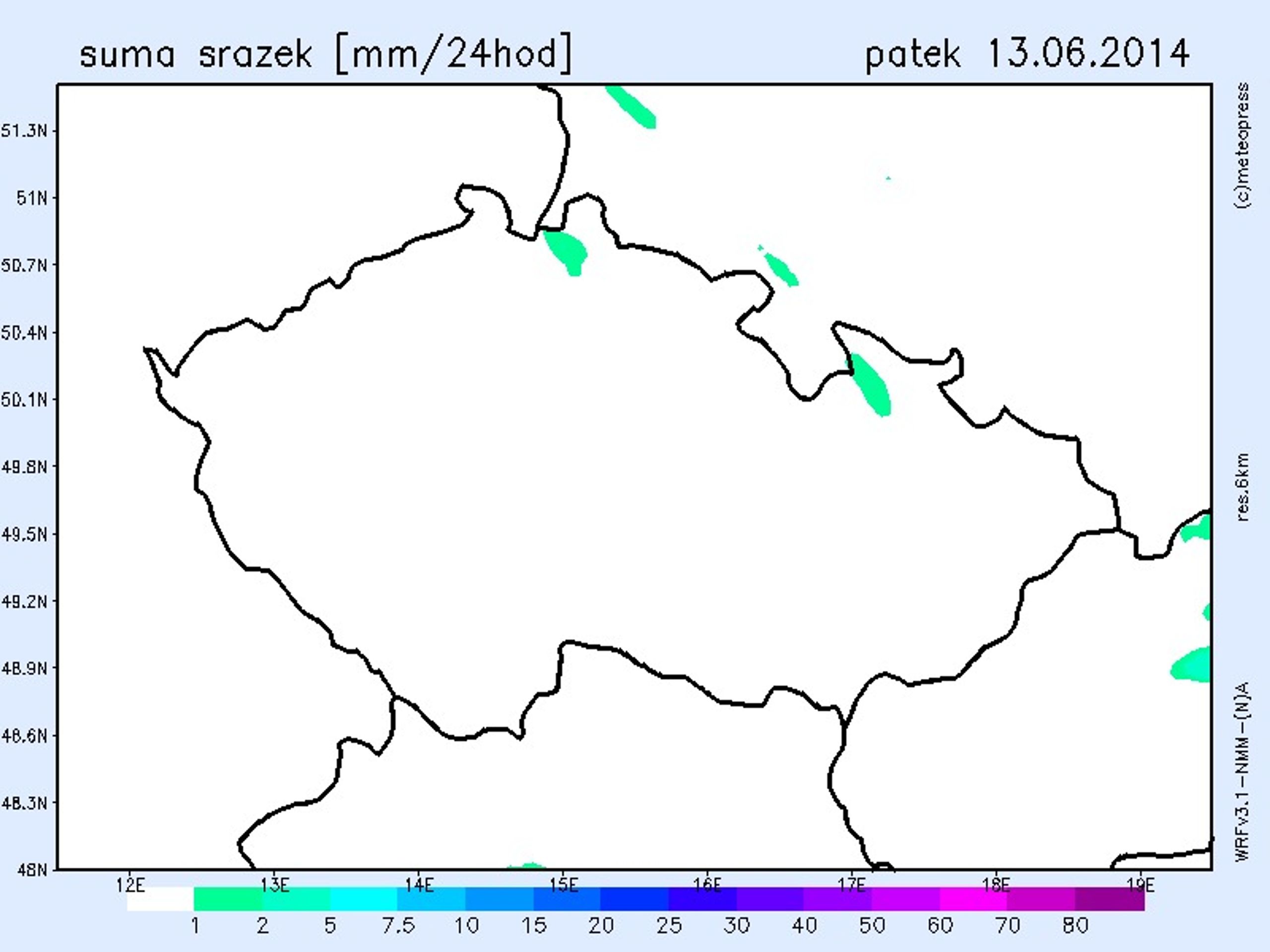 Srážky v Česku 11.6. - 13.6.2014 - 3 - GALERIE: Mapa srážek v Česku 11.6. - 13.6. (3/3)