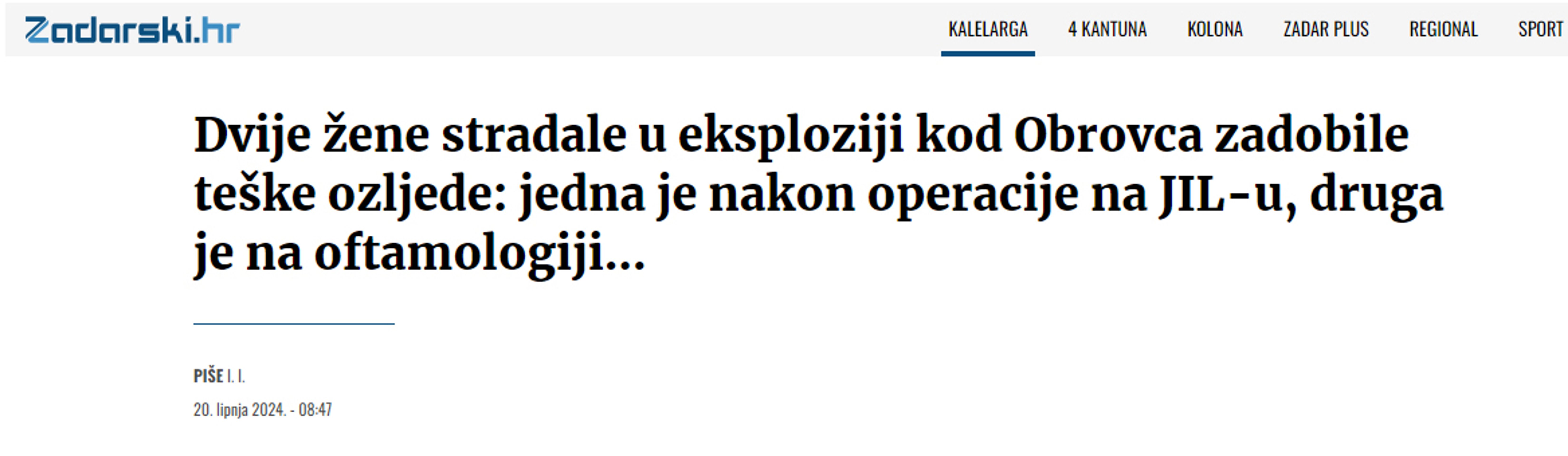 Výbuch v Chorvatsku - Reprofoto Zadarski.hr - Výbuch v Chorvatsku (1/5)