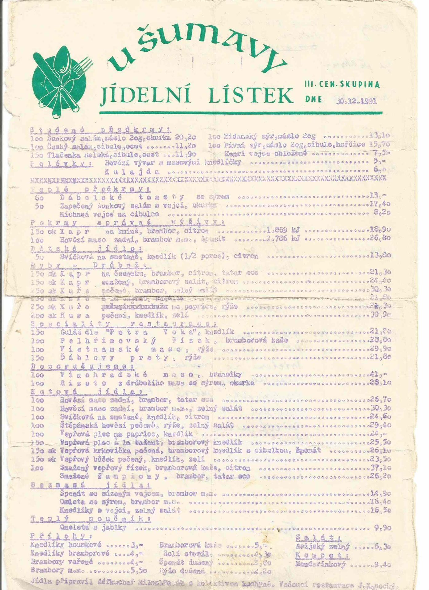 Dřívější jídelníčky - 1 - GALERIE: Jídelní menu (6/6)