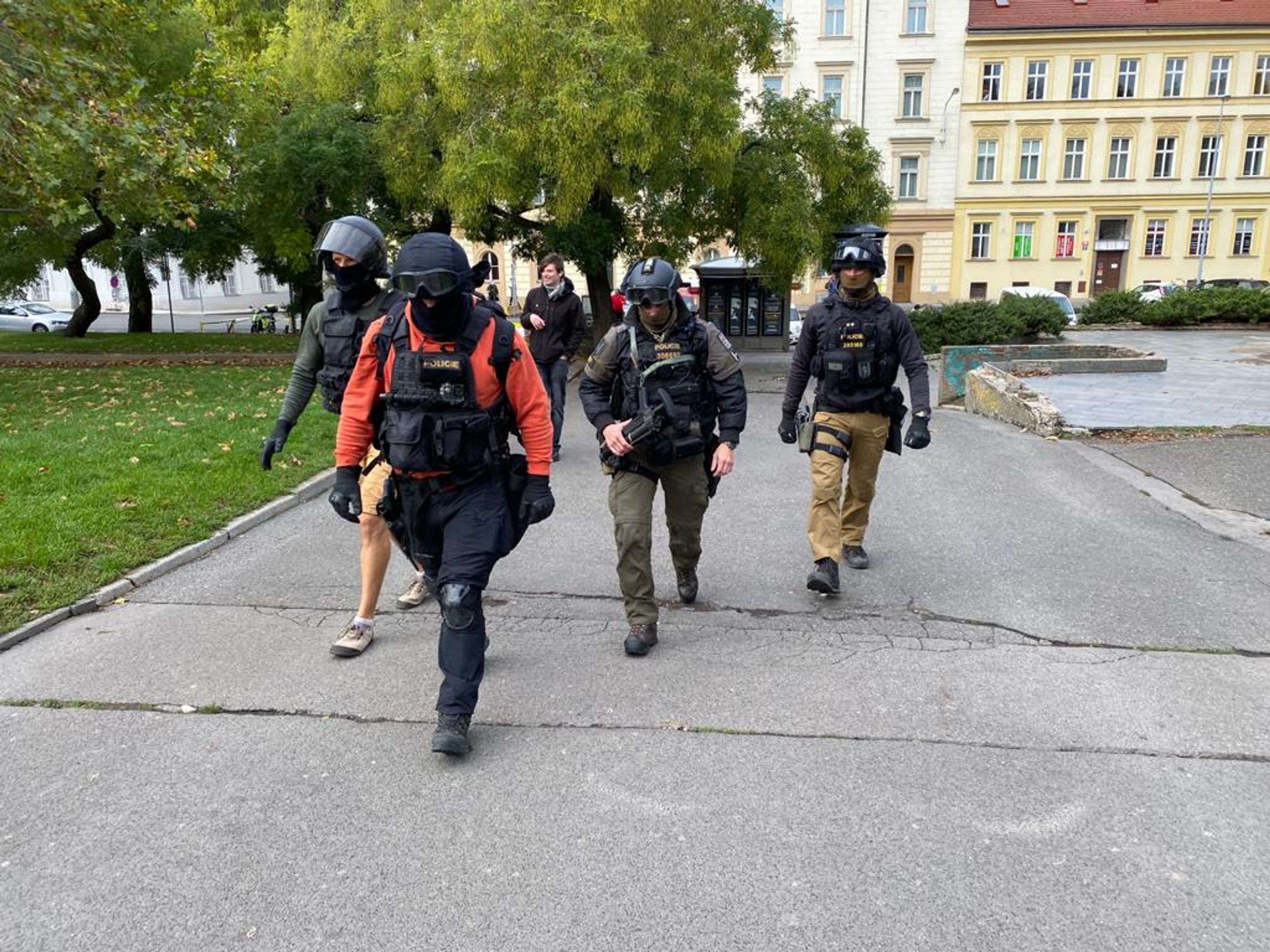 Bezpečnostní opatření policistů na hlavním nádraží v Praze kvůli protestu fotbalových chuligánů - GALERIE: Demonstrace fotbalových chuligánů v Praze proti opatřením (13/17)