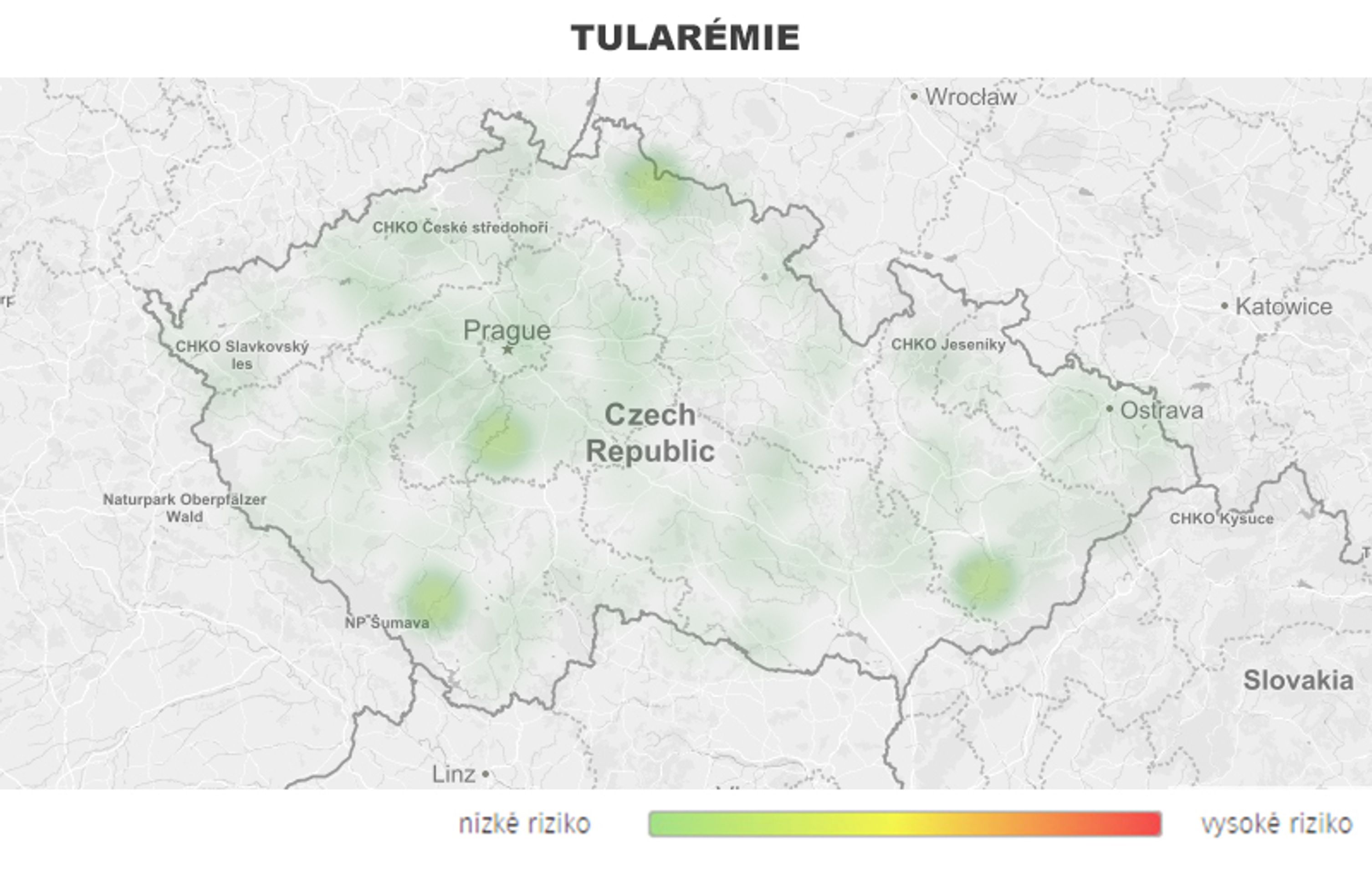 Mapa aktivity klíšťat na území České republiky - TULARÉMIE - GALERIE: Mapa aktivity klíšťat na území České republiky (6/7)