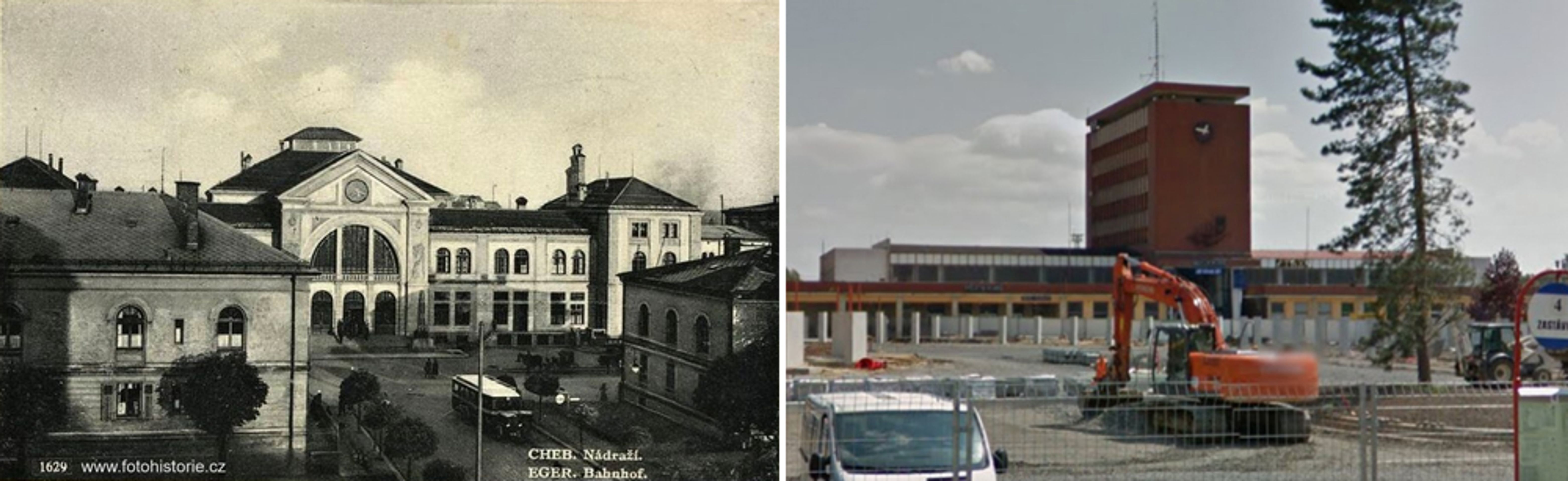 Historické fotky - Karlovarský kraj - Cheb, nádraží - GALERIE: Karlovarsko dříve a dnes (9/24)
