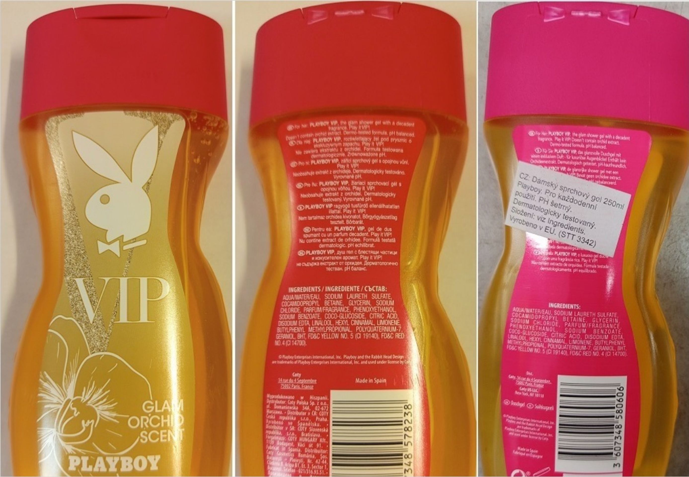 VIP PLAYBOY, GLAM ORCHID SCENT, SHOWER GEL – SOFTENING - Nebezpečná kosmetika (2/4)