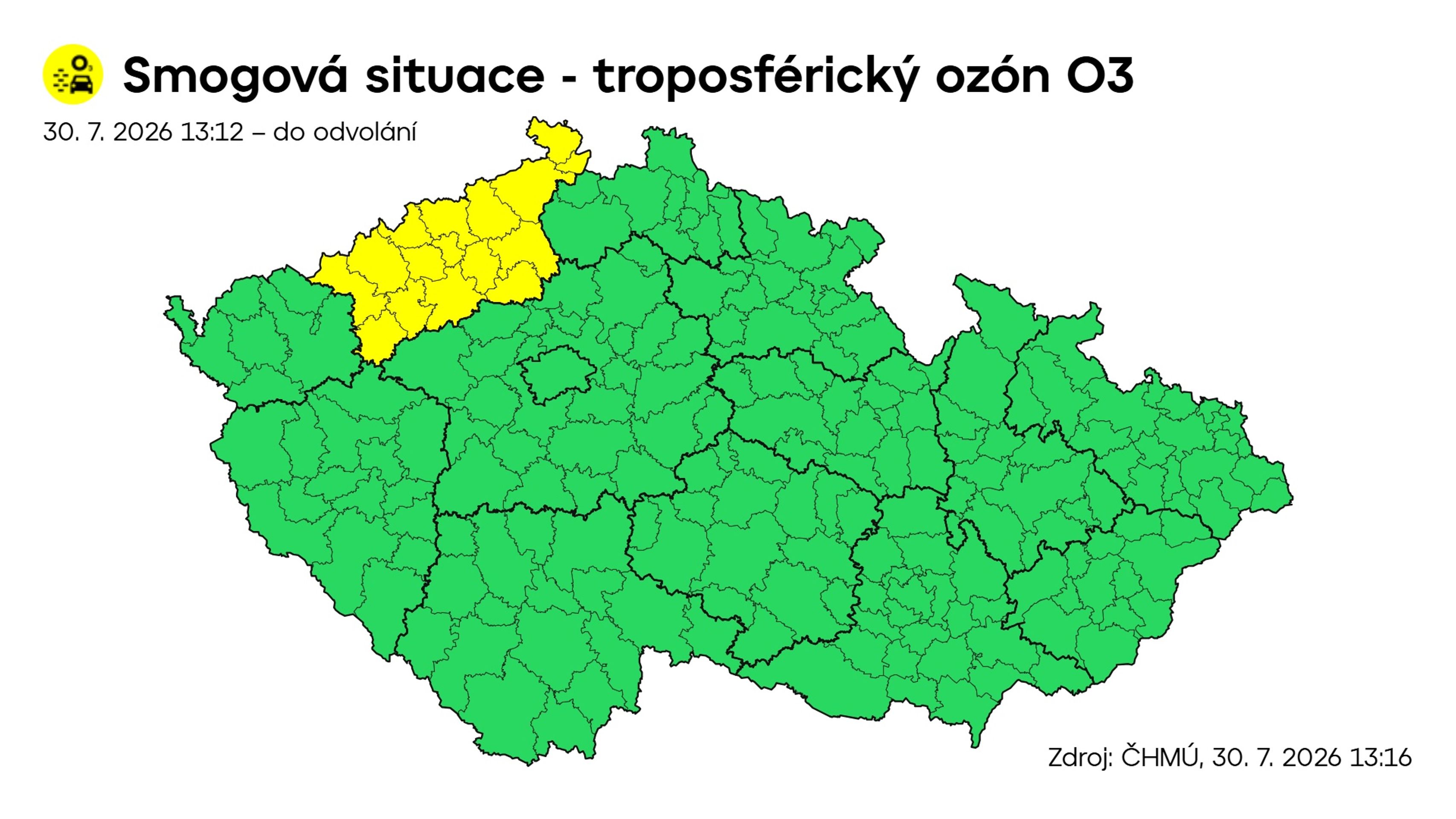Výstraha ČHMÚ – Smogová situace - troposférický ozón O3 - Výstrahy ČHMÚ (4/5)