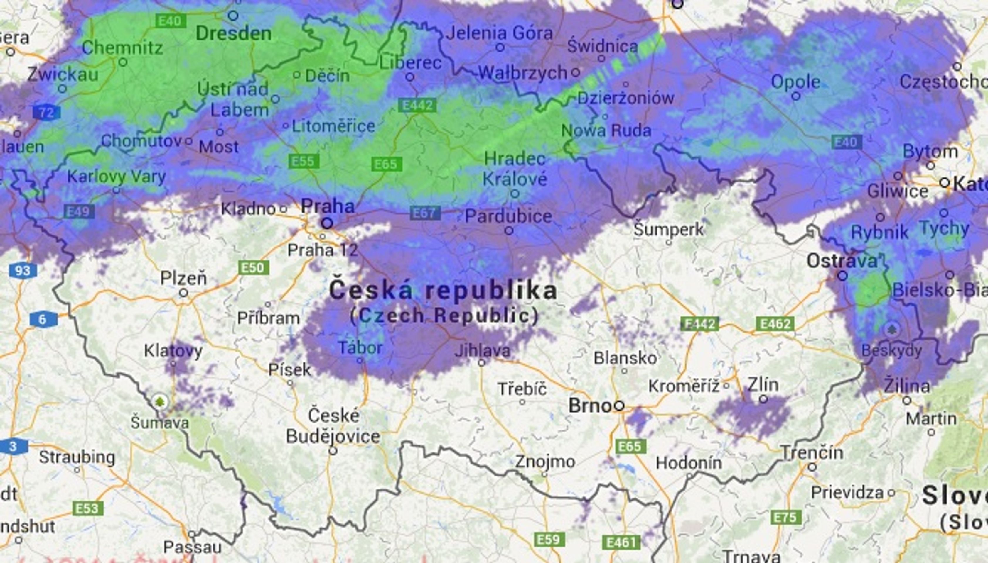 Mapa srážek - 15. 3. - 8.00 - GALERIE: Srážky - 15. 3. 2014 (1/2)