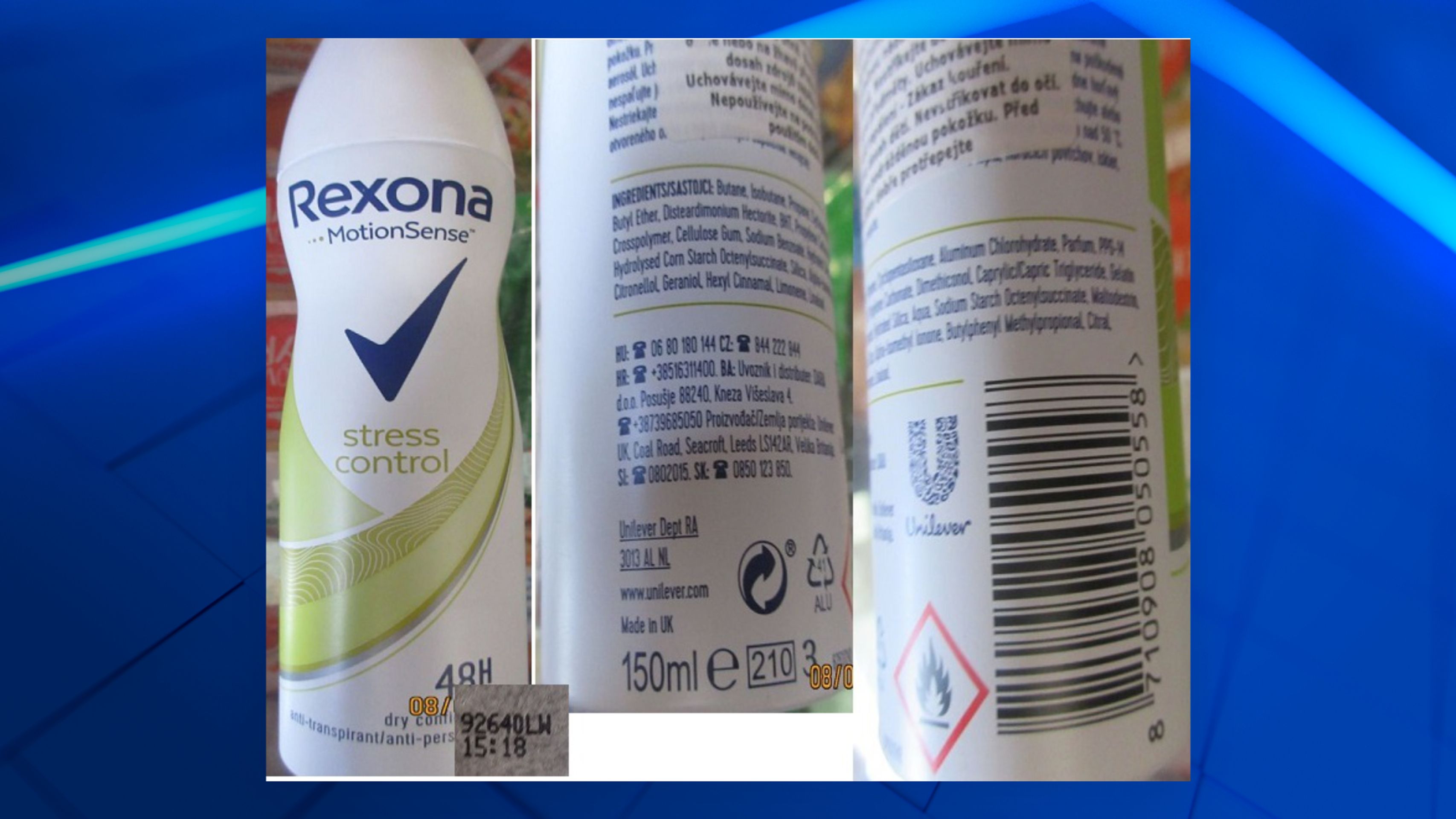 Rexona, MotionSense, stress control, anti-perspirant - Nebezpečná kosmetika (4/4)