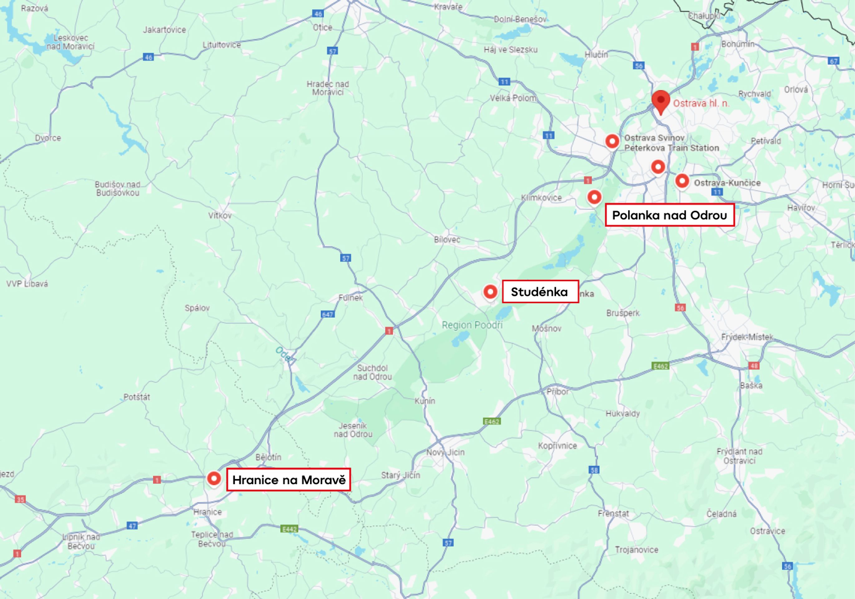 Úsek trati mezi Hranicemi na Moravě, Studénkou a Polankou nad Odrou - Zablokované silnice a železnice (1/17)