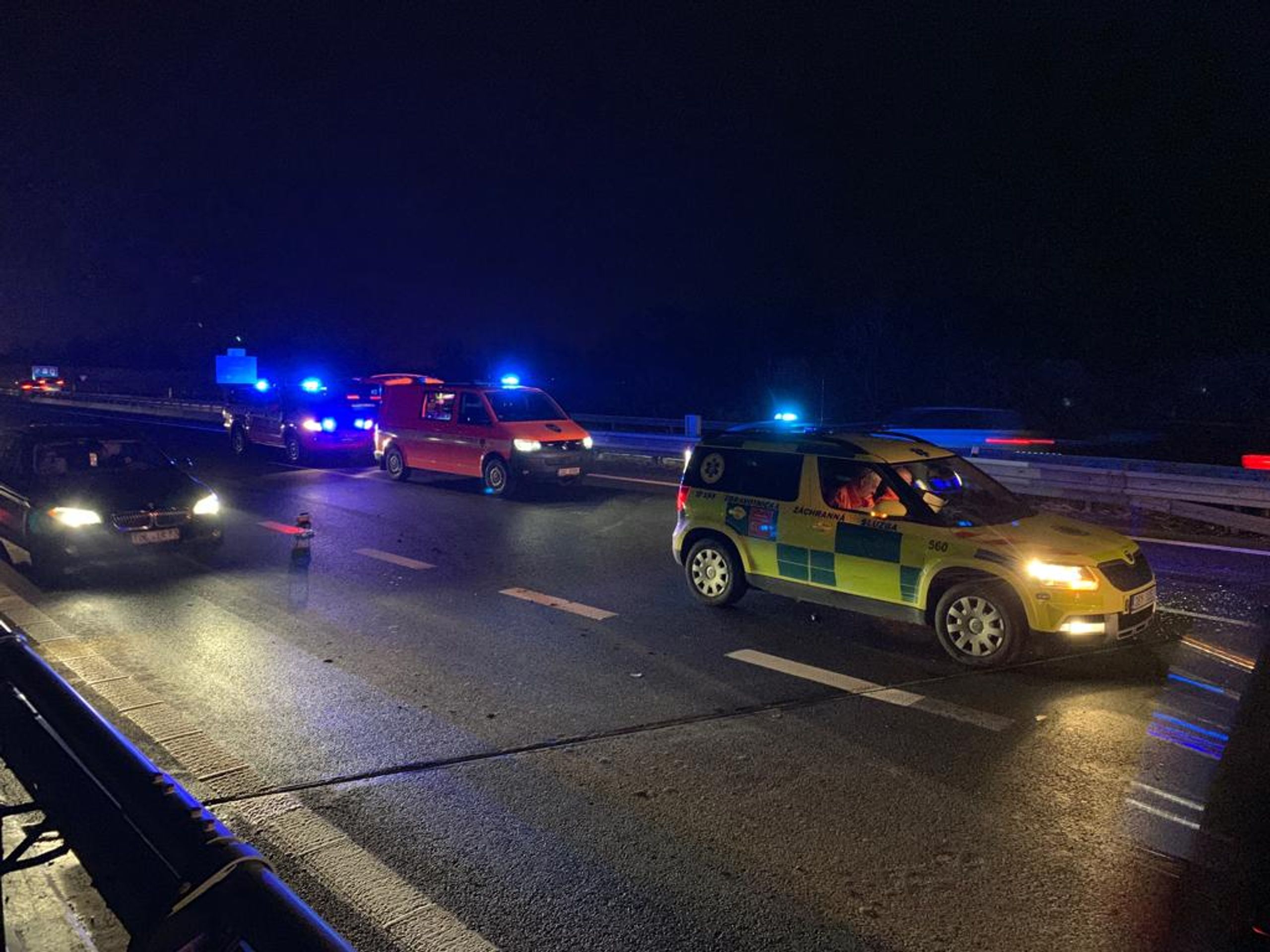 Tragická nehoda na dálnici D5 - GALERIE: Na D5 se srazila tři auta! Zemřel řidič i pes, tři lidé se zranili (3/4)