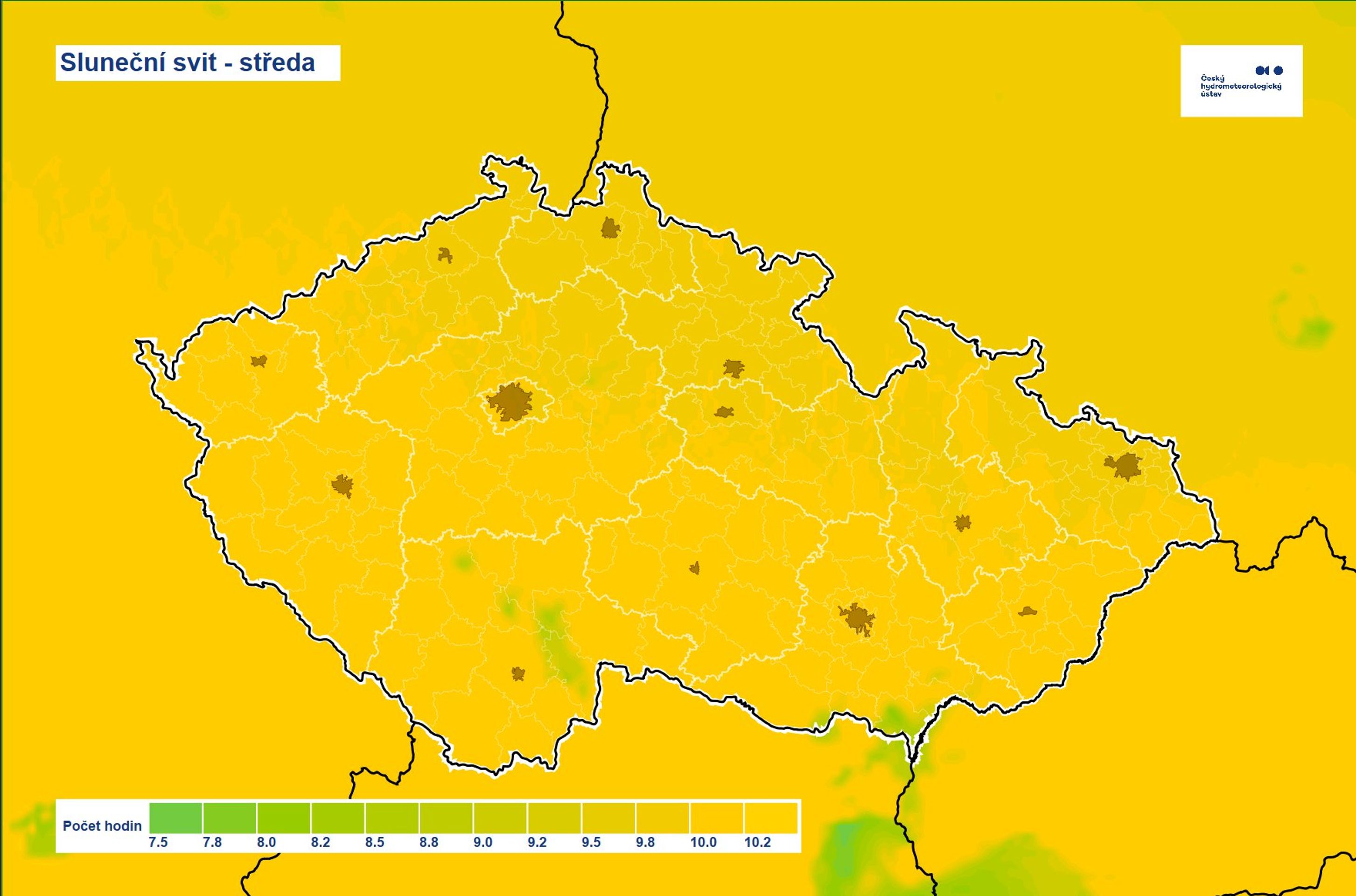 Sluneční svit - středa, 5. 3. 2025 - Předpověď počasí (2/4)