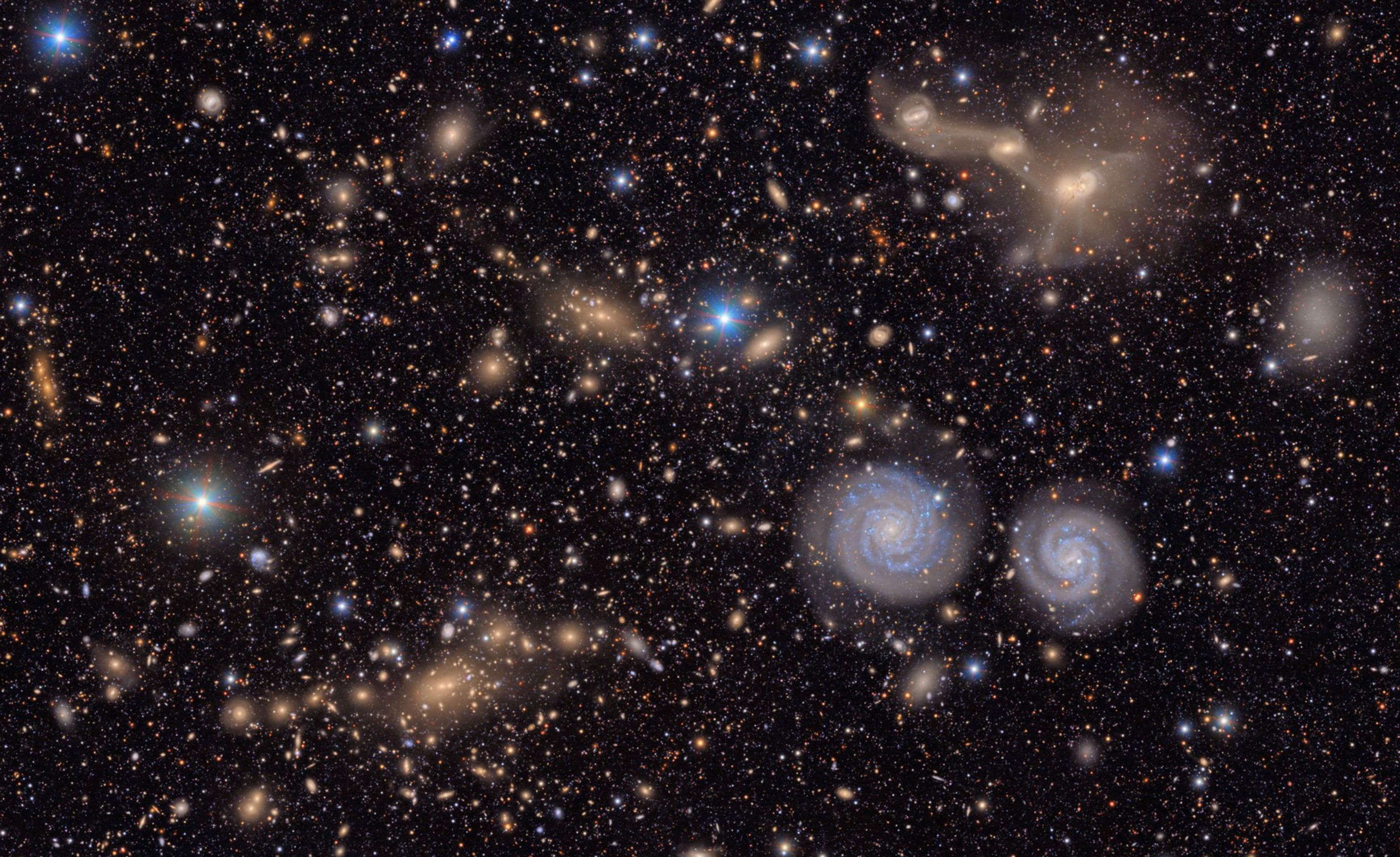 Pohled na kupu galaxií v souhvězdí Panny - Snímky z observatoře Vera Rubin v Chile (2/3)