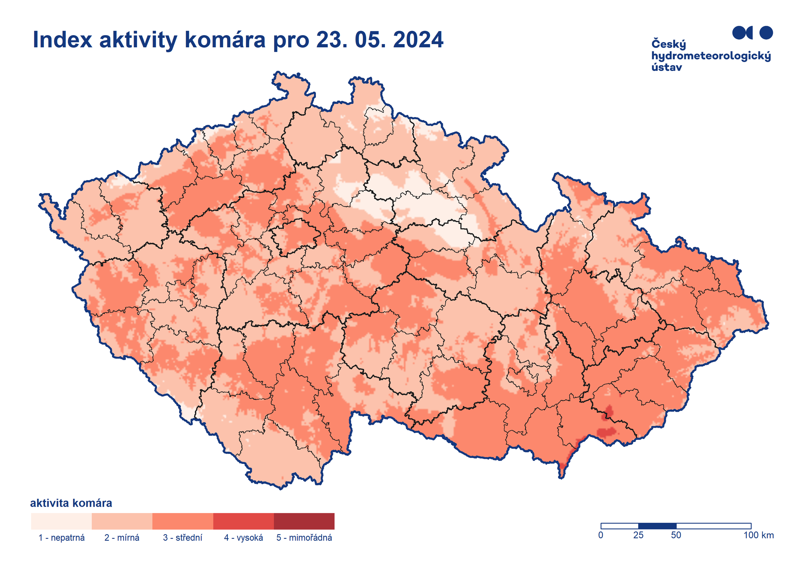 Index aktivity komára pro 23. 5. 2024 - Index aktivity komárů (3/3)
