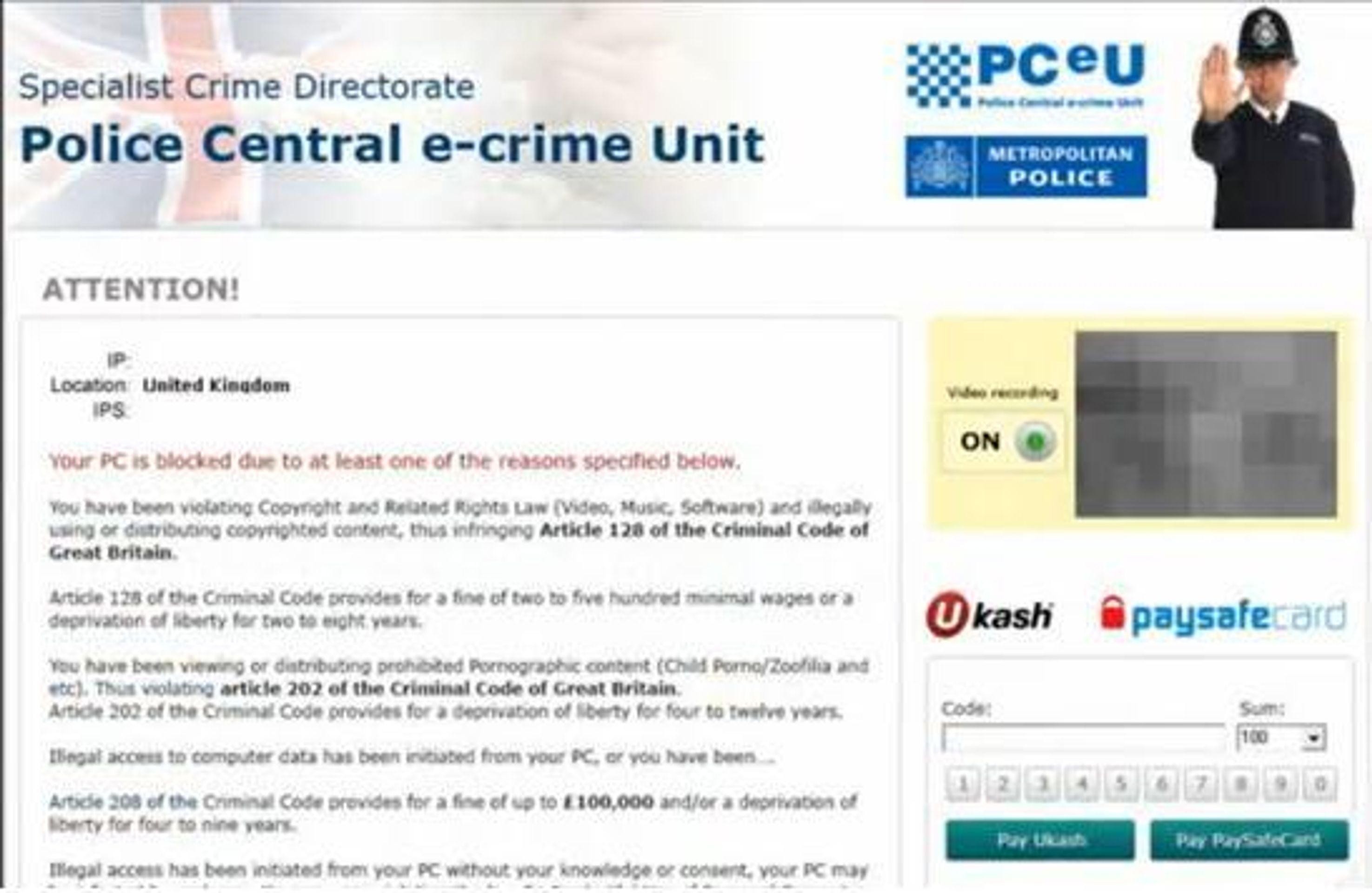 Vir: Zablokování PC policií - 1 - GALERIE: Zablokování PC policií v zahraničí (3/3)
