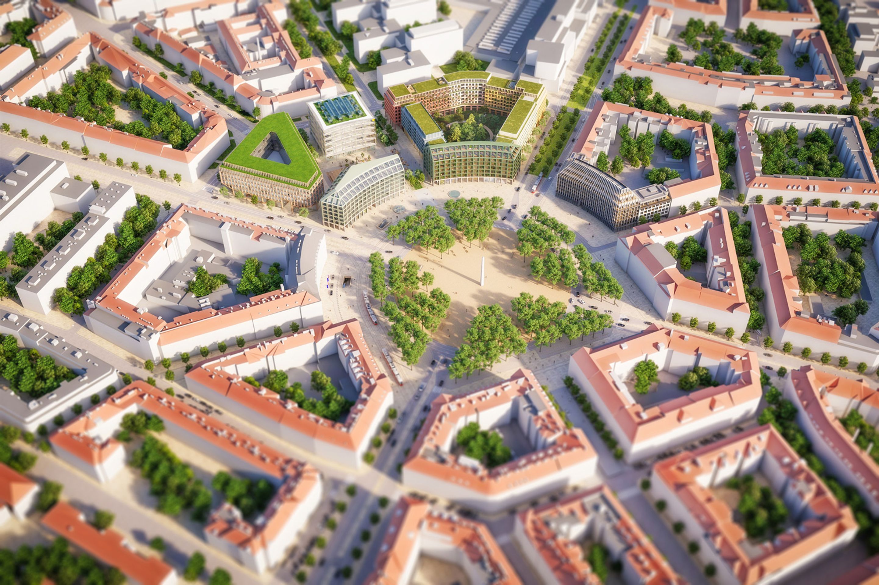Tým 20 ptačí pohled - Vítězné náměstí - soutěžní návrhy (11/20)