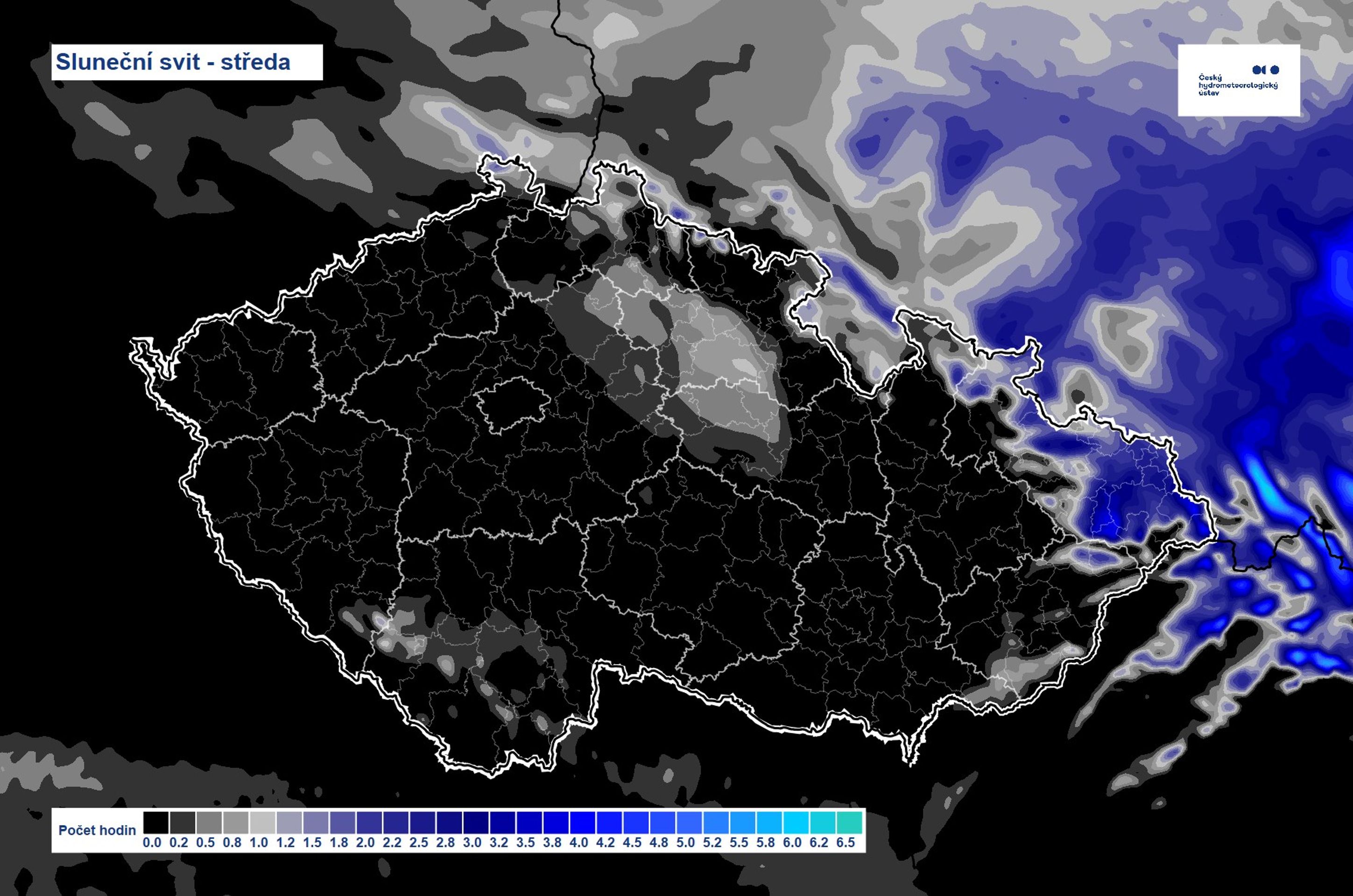 Mapa slunečního svitu - Mapy ČHMÚ (4/4)