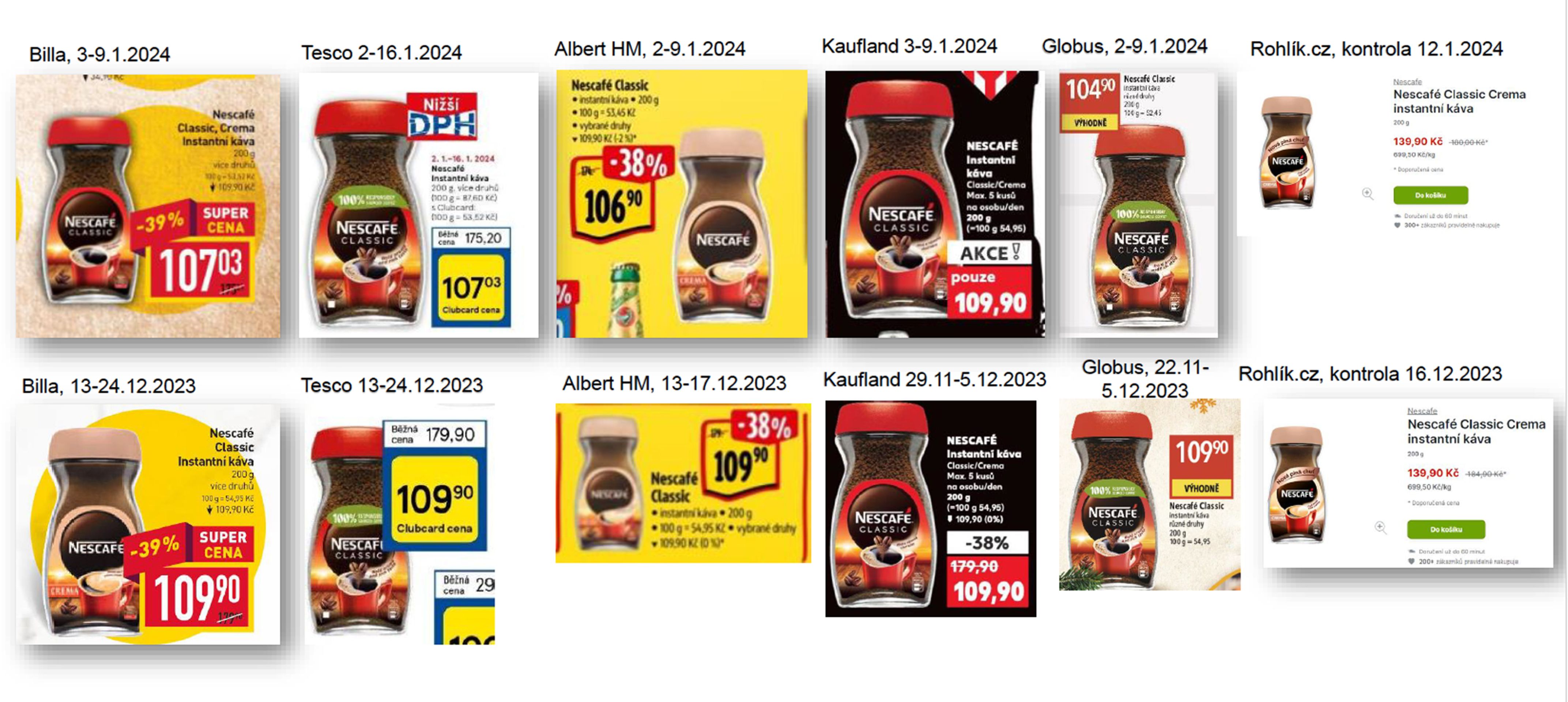 7 NESCAFÉ CLASSIC CREMA AKČNÍ CENY - Cenový monitoring - změna DPH (7/11)