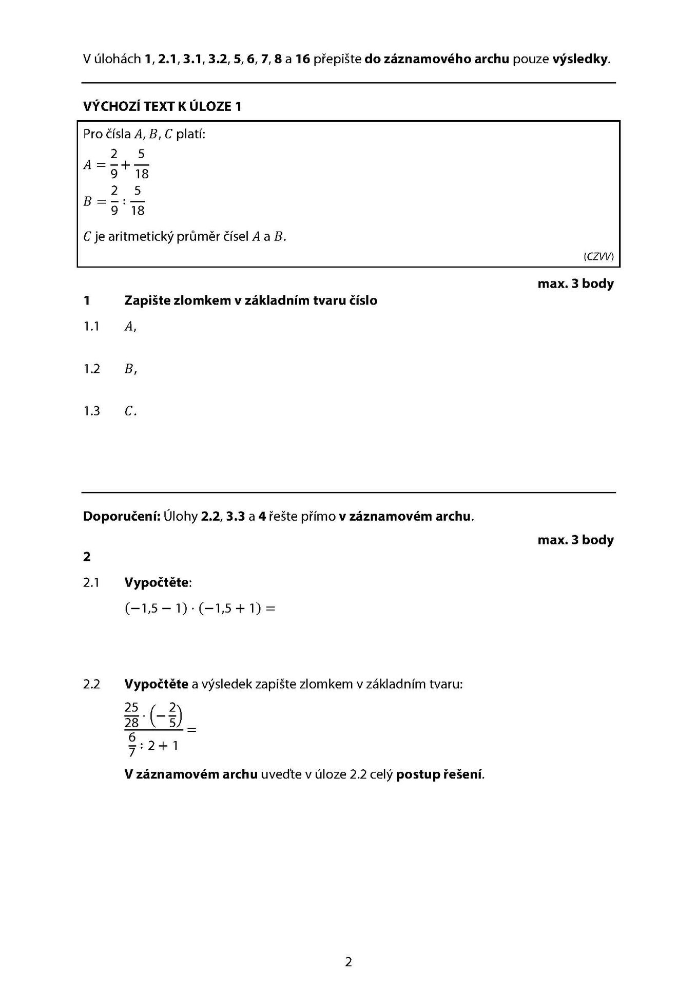 Přijímací zkoušky z matematiky - Přijímací zkoušky 2026 (2/23)
