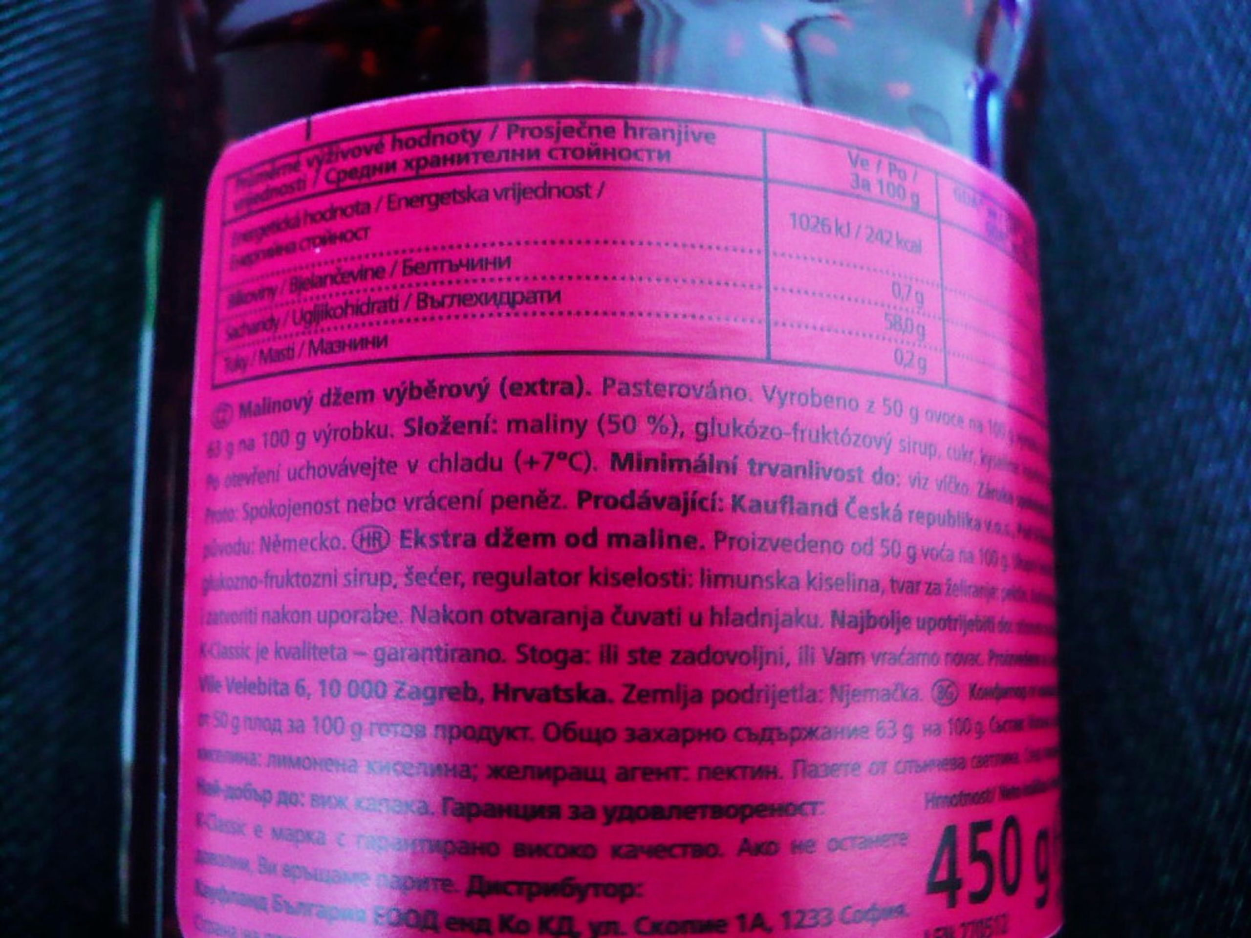 Falšovaný malinový džem - Kaufland - GALERIE: Jablky nastavený malinový džem z Kauflandu (1/3)