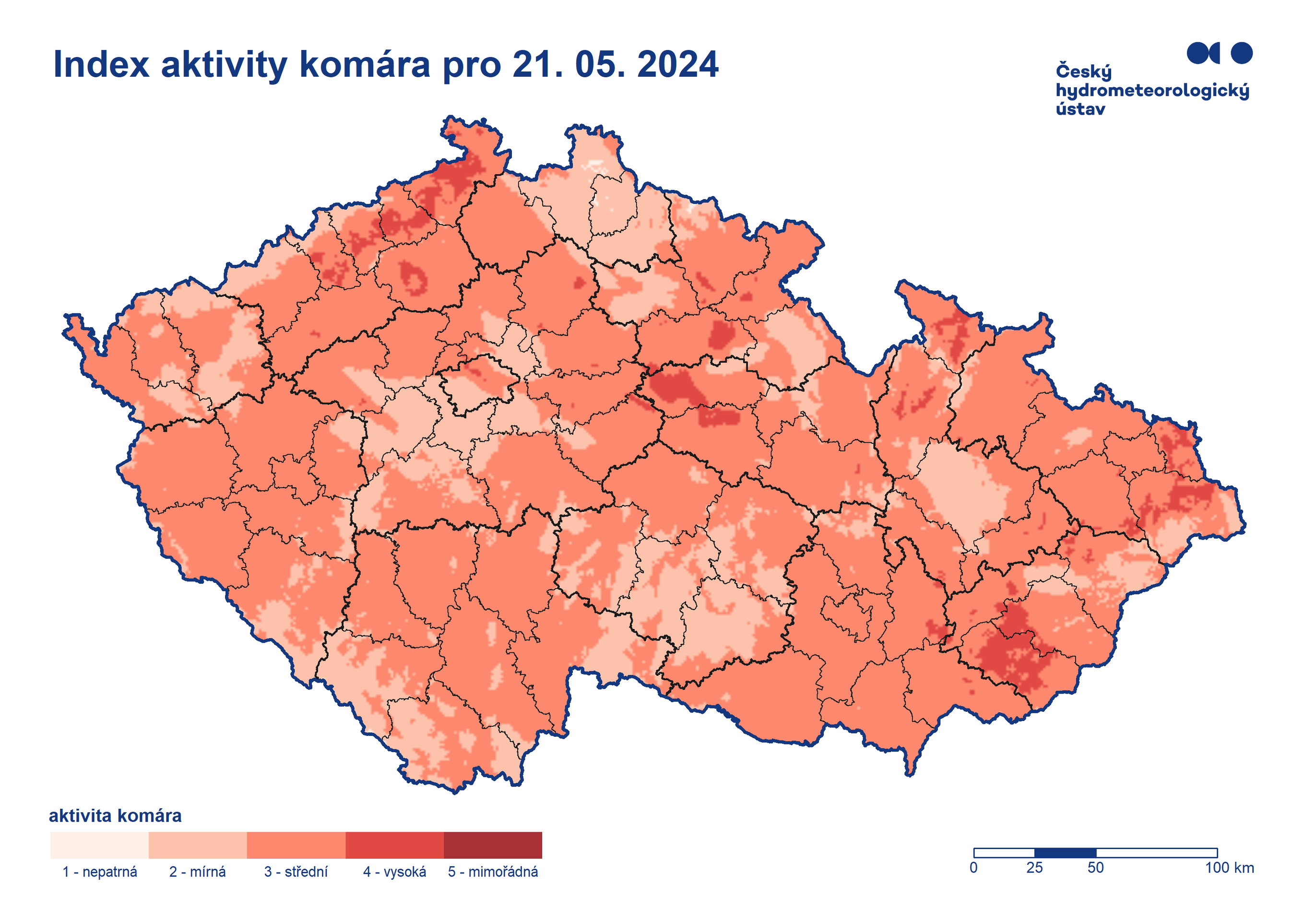 Index aktivity komára pro 21. 5. 2024 - Index aktivity komárů (1/3)