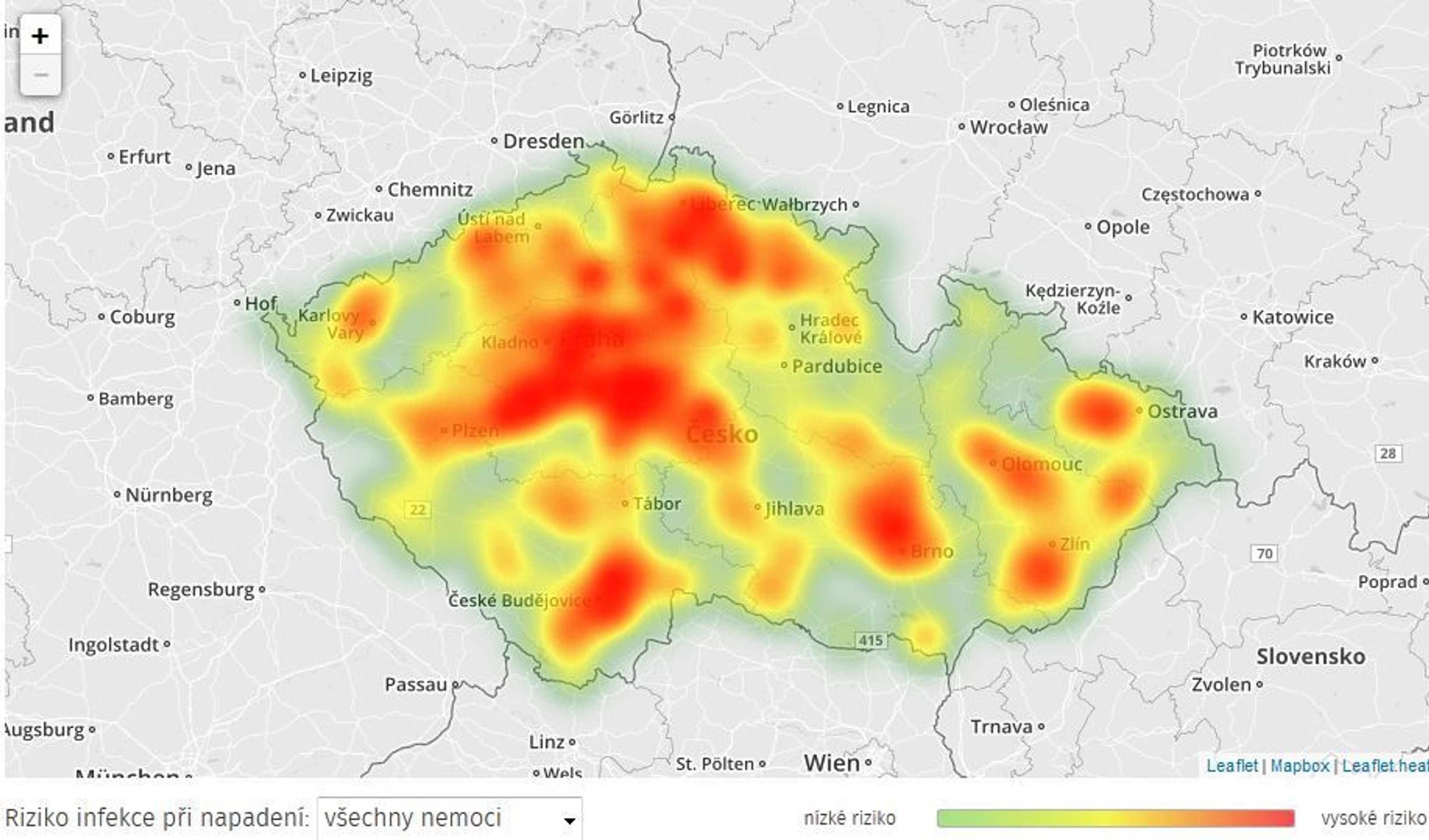 Mapa aktivity klíšťat v ČR - 1 - GALERIE: Mapa aktivity klíšťat v ČR (1/6)