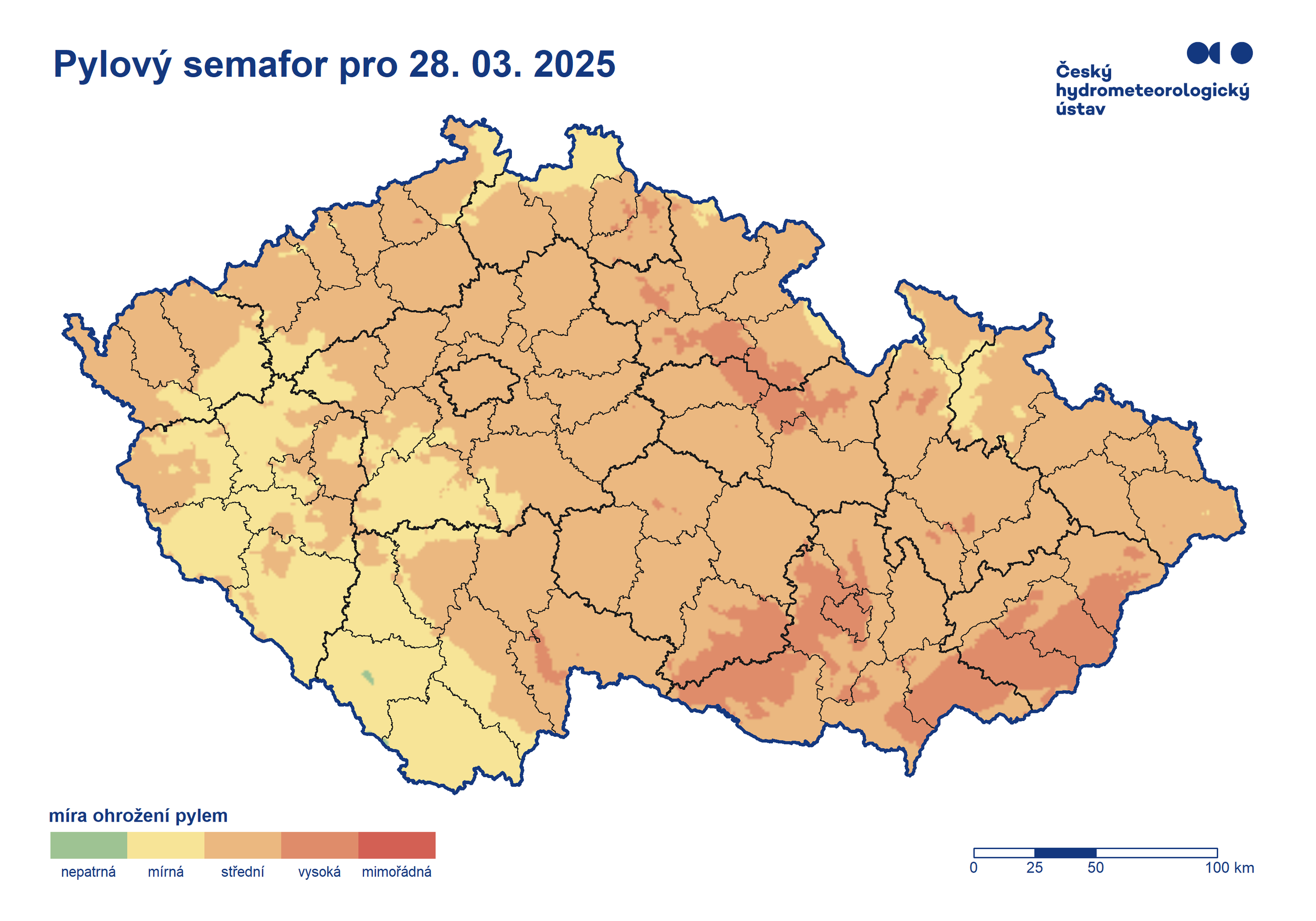 Pylový semafor pro 28. 3. 2025 - Pylový semafor (2/3)