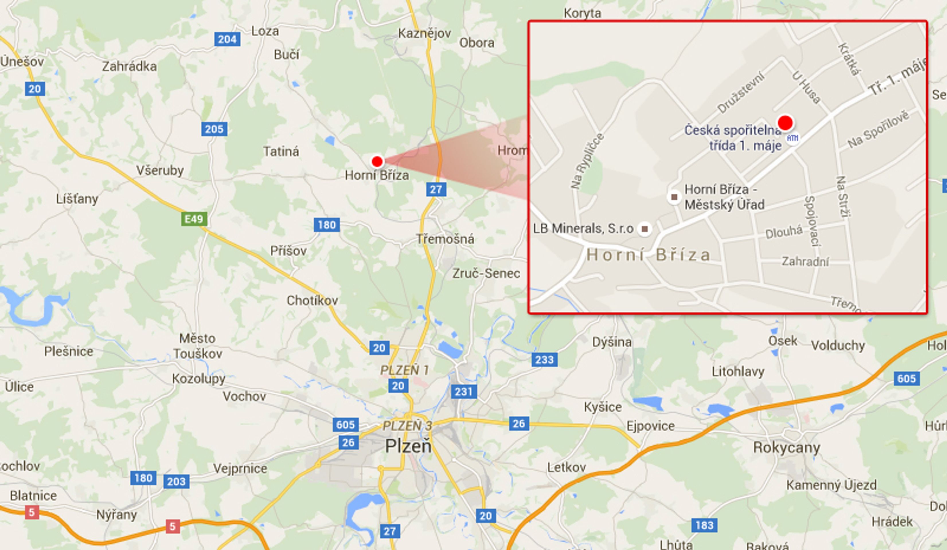 Mapa - Muž ubodal ženu v knihovně v Horní Bříze - GALERIE: Muž ubodal ženu v knihovně v Horní Bříze (1/4)