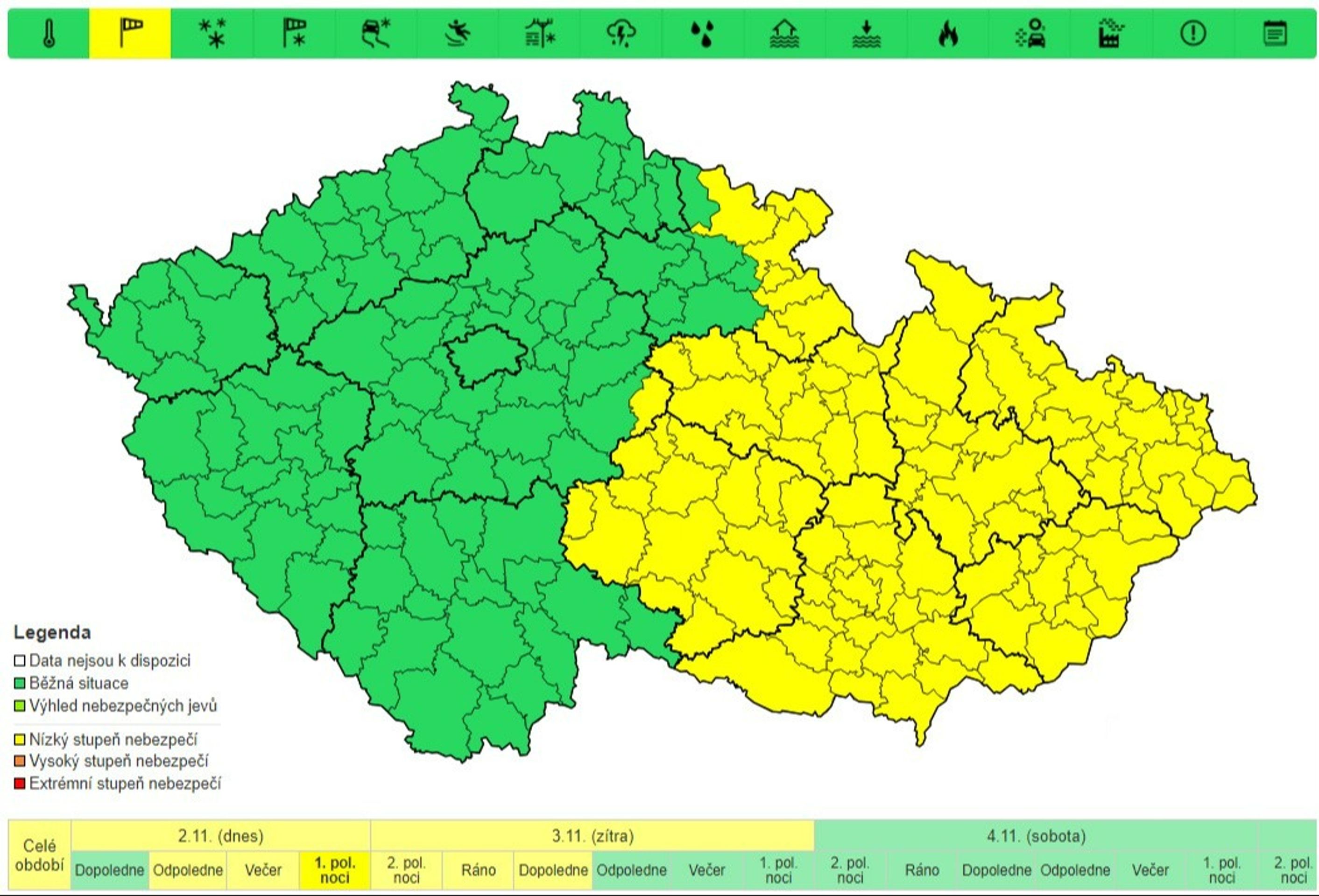 Výstraha před silným větrem, 2. 11. 2023, 1. pol. noci - Výstraha před silným větrem (3/6)