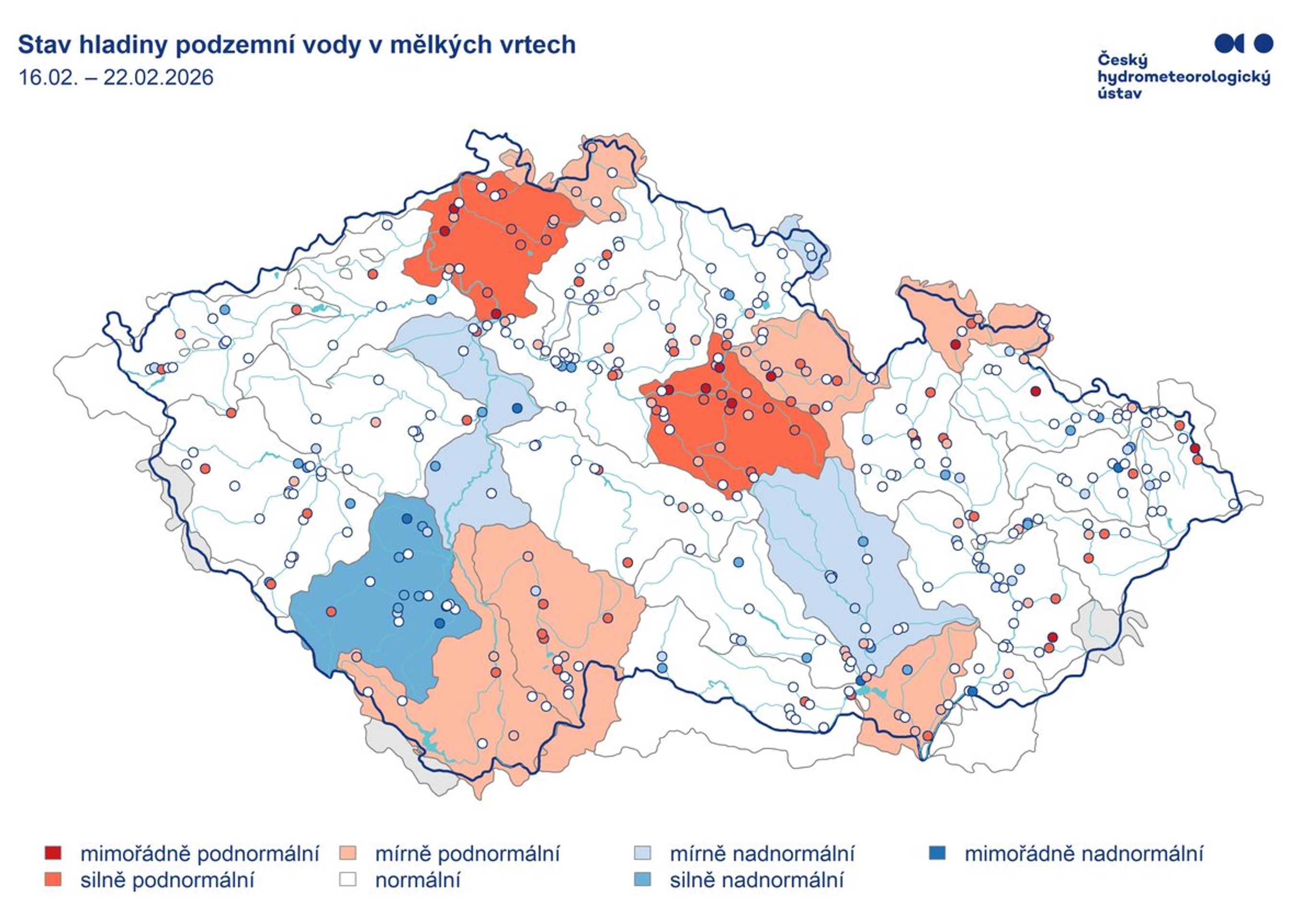 Stav hladiny podzemní vody v mělkých vrtech - Počasí ČHMÚ (4/4)