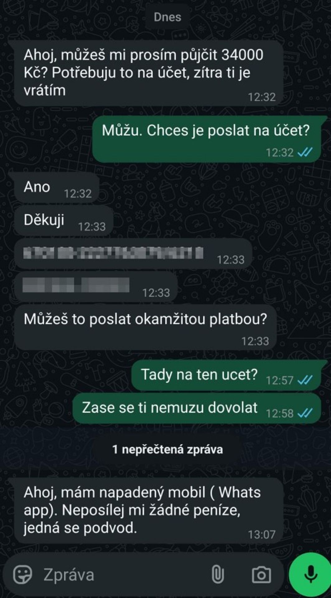 Nový typ podvodů prostřednictvím aplikace WhatsApp (1) - Nový typ podvodů prostřednictvím aplikace WhatsApp (1/7)