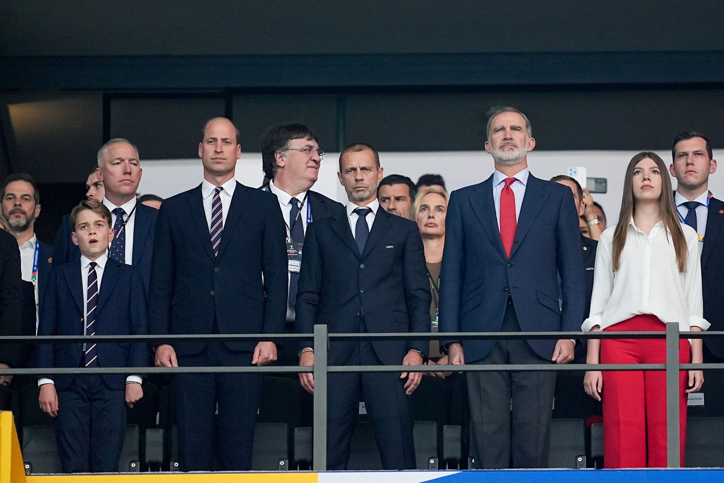 Princ George, princ William, prezident UEFA Aleksander Čeferin, král Filip VI. a princezna Sofie - Britská a španělská královská rodina fandí na Euru 2024 (5/6)