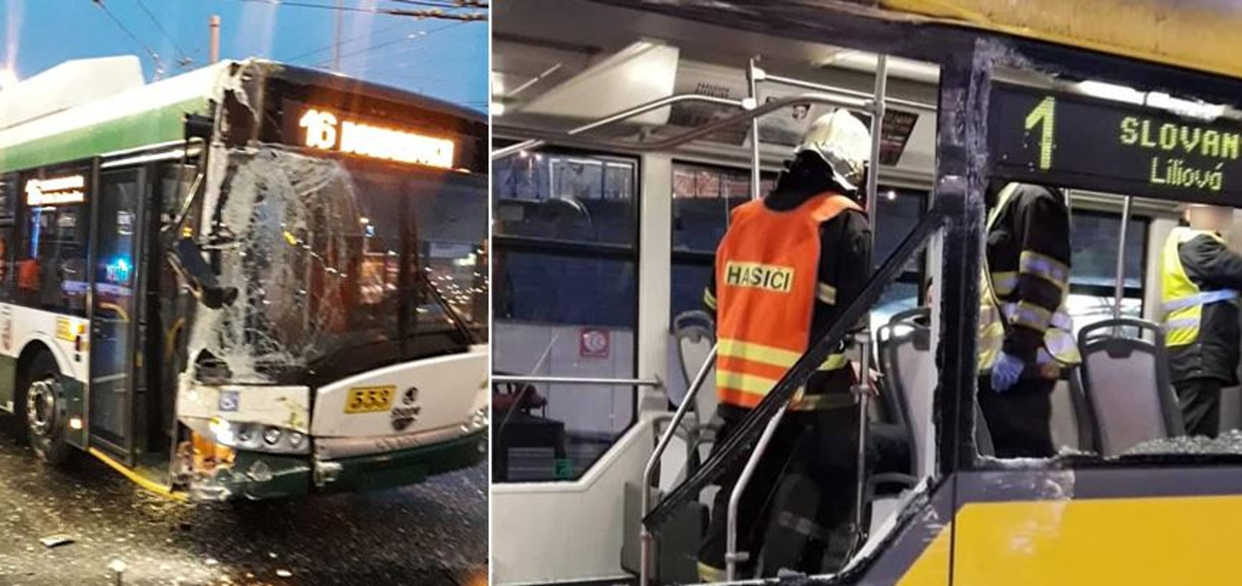 Strážka trolejbusu s tramvají v Plzni - GALERIE: Nehoda trolejbusu a tramvaje v Plzni (4/4)